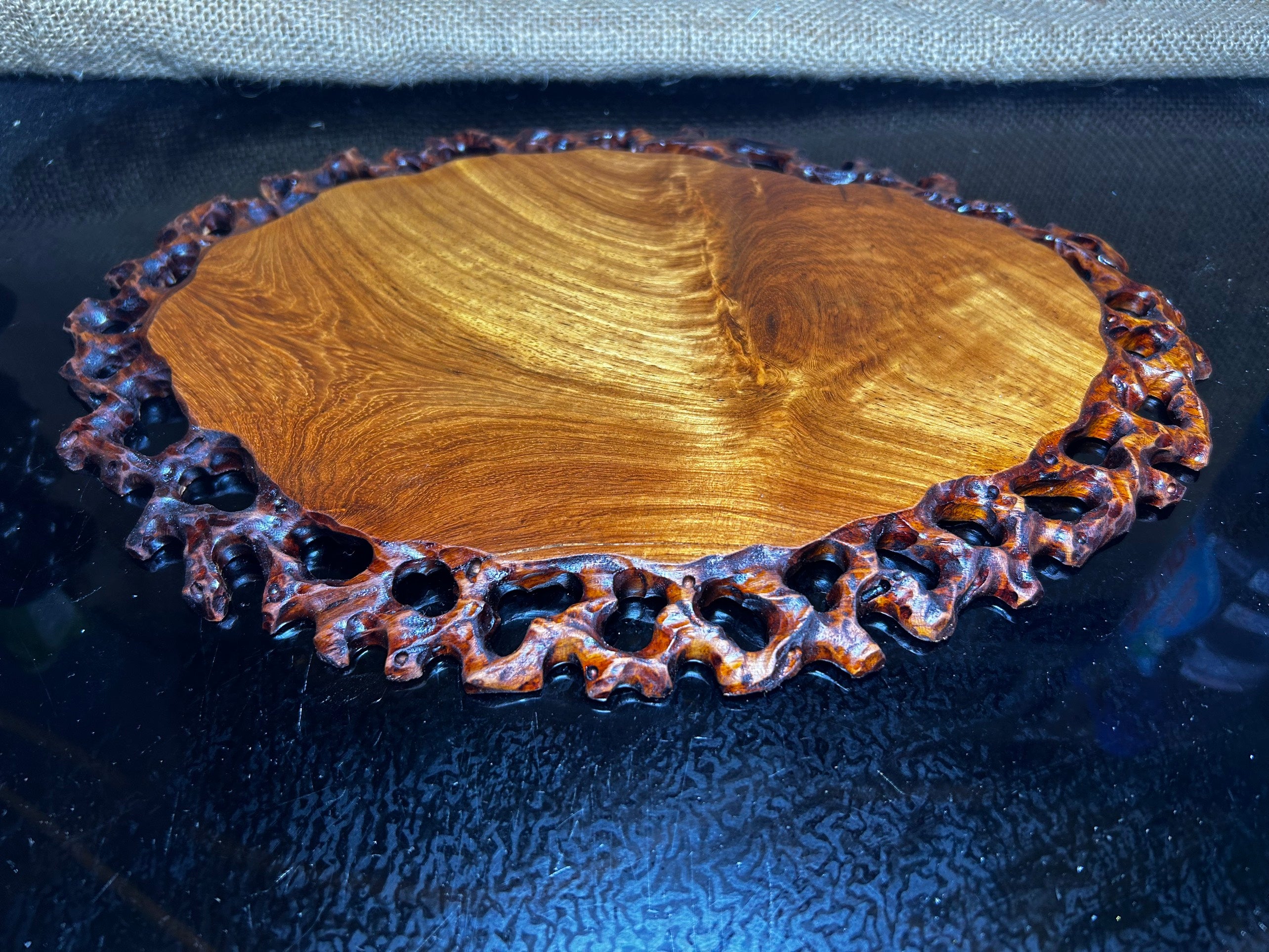 Ovan wooden stand with Padauk, Handcrafted Display Stand, fragrant wood, size 12"