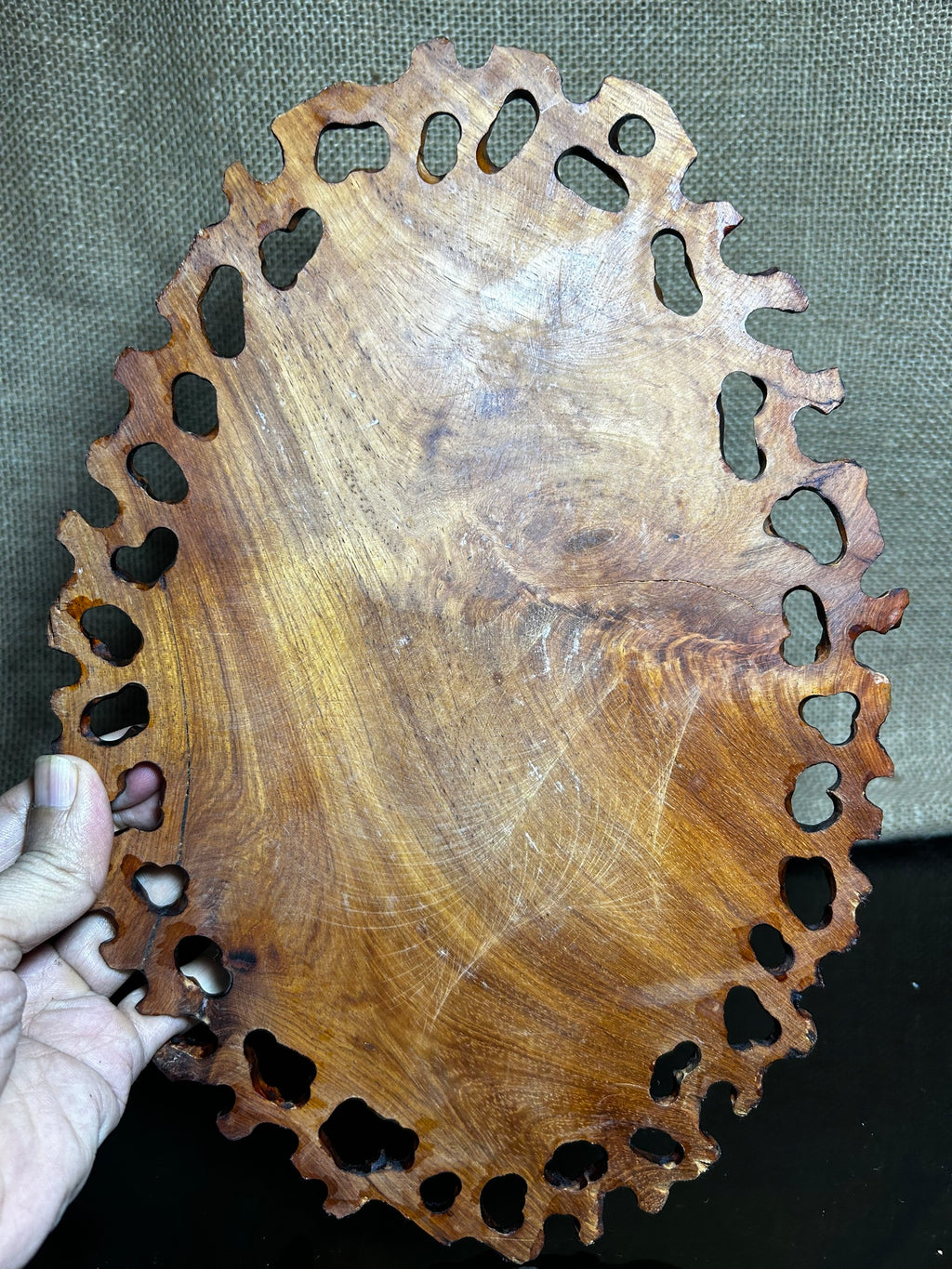Ovan wooden stand with Padauk, Handcrafted Display Stand, fragrant wood, size 12"