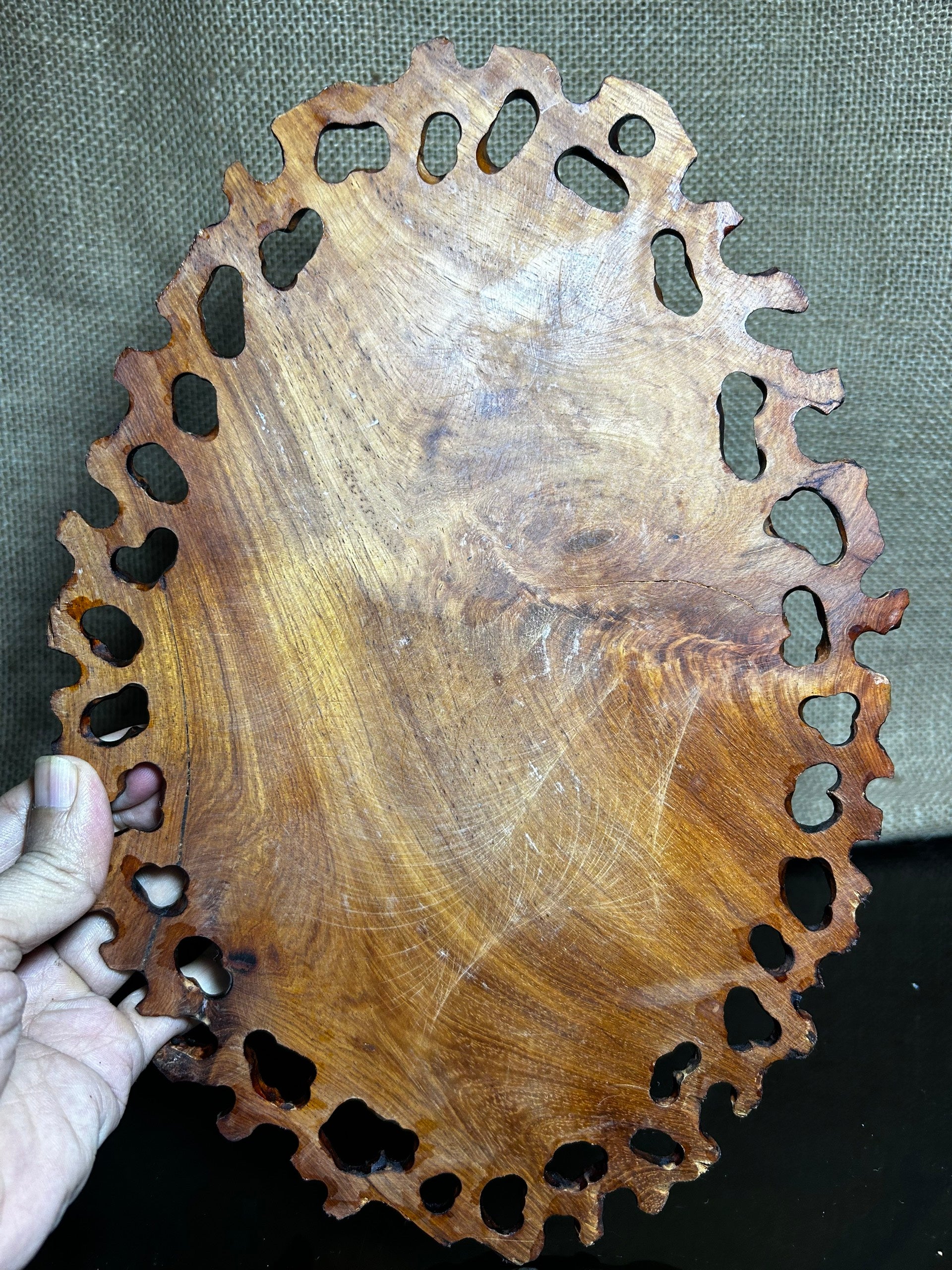 Ovan wooden stand with Padauk, Handcrafted Display Stand, fragrant wood, size 12"