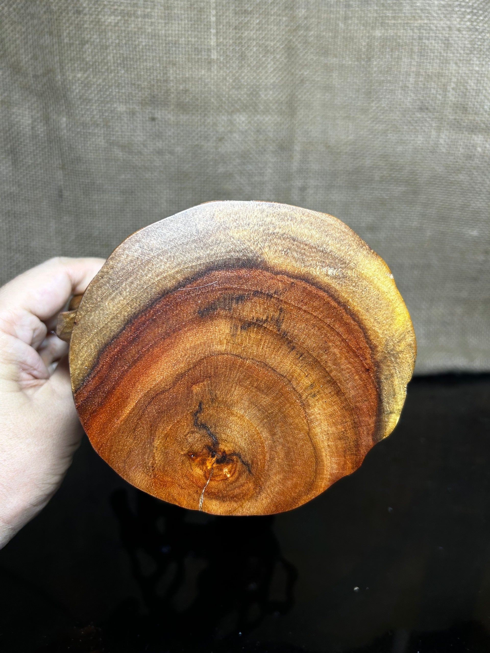 Wooden Display Stand made of Padauk, handmade sculpture, core wood, size 8.8"