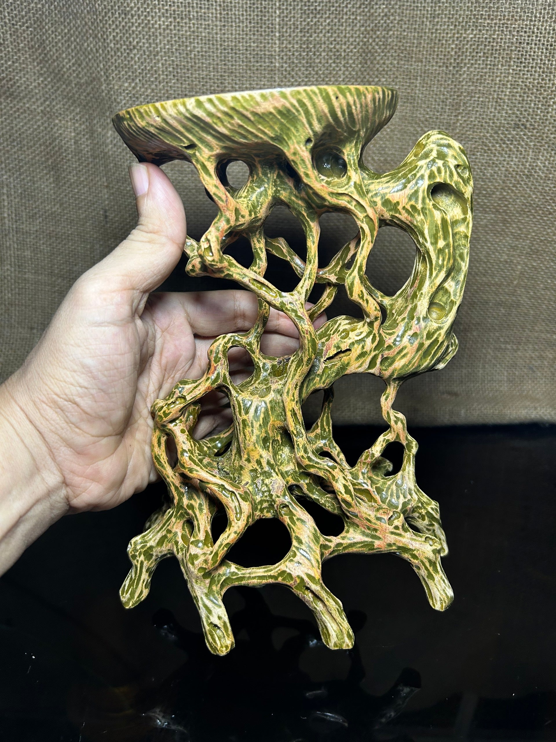 Wood Display Stand made of Padauk, handmade sculpture, core wood, size 8"