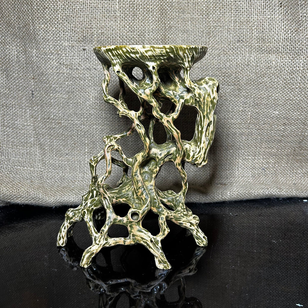 Wood Display Stand, bonsai tree pot display, handmade sculpture, size 8.5"