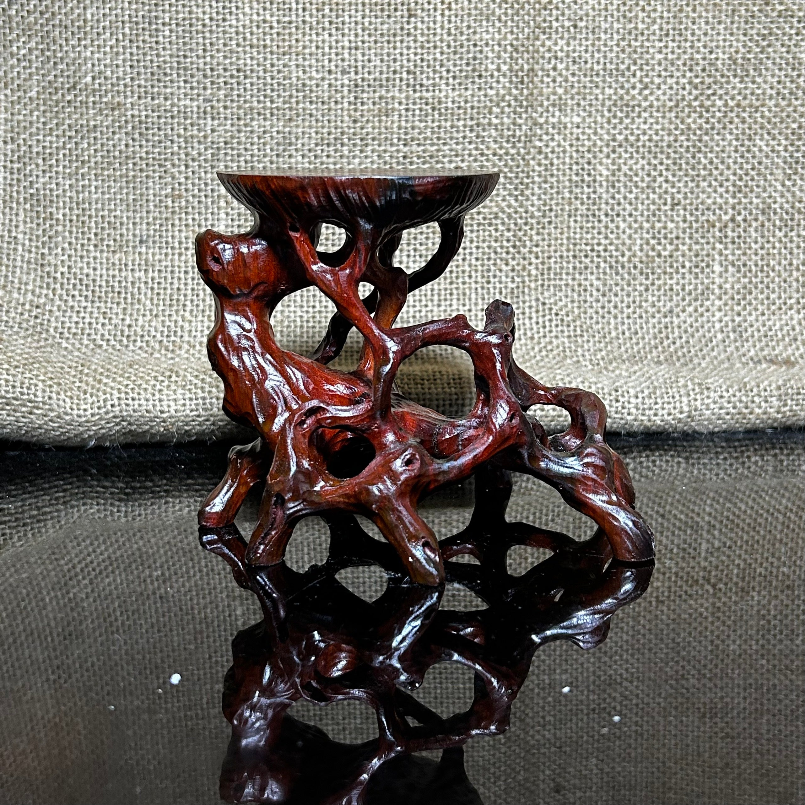 Wood display stand, made of Padauk, handmade sculpture, core wood, size 5.1"