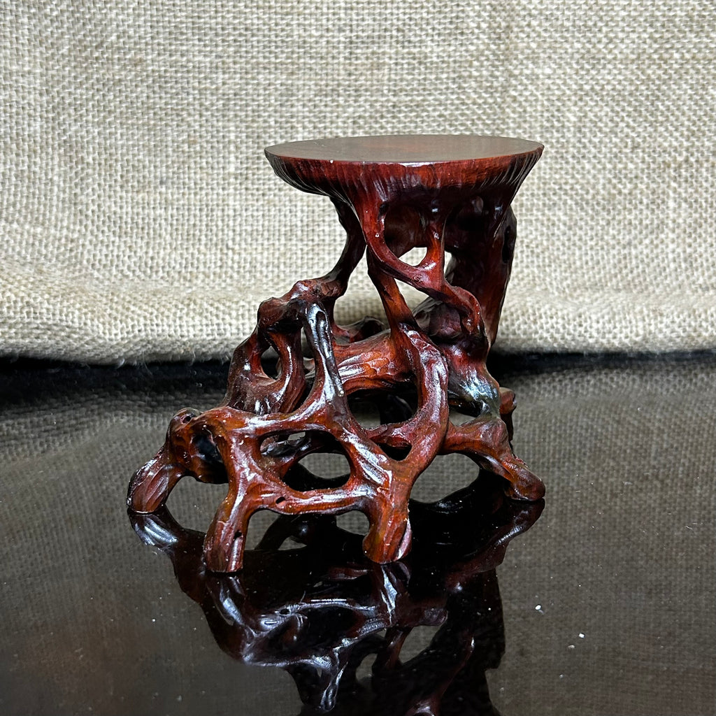 Wood display stand, made of Padauk, handmade sculpture, core wood, size 5.1"
