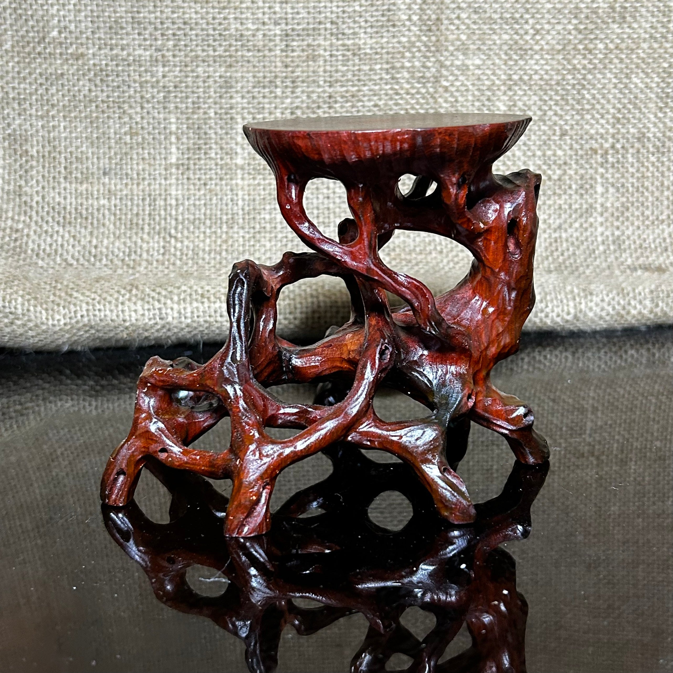 Wood display stand, made of Padauk, handmade sculpture, core wood, size 5.1"
