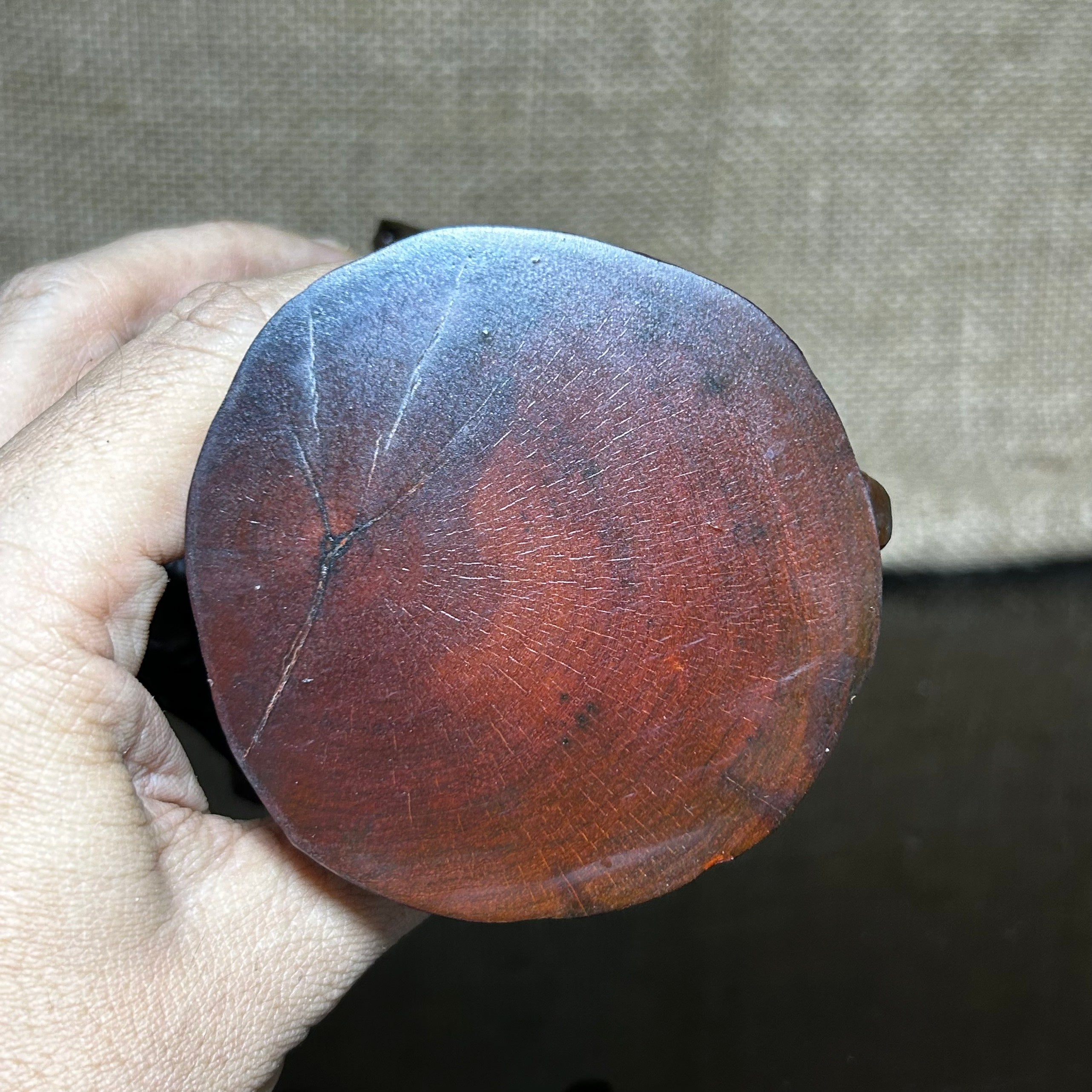 Wood display stand, made of Padauk, handmade sculpture, core wood, size 5.1"