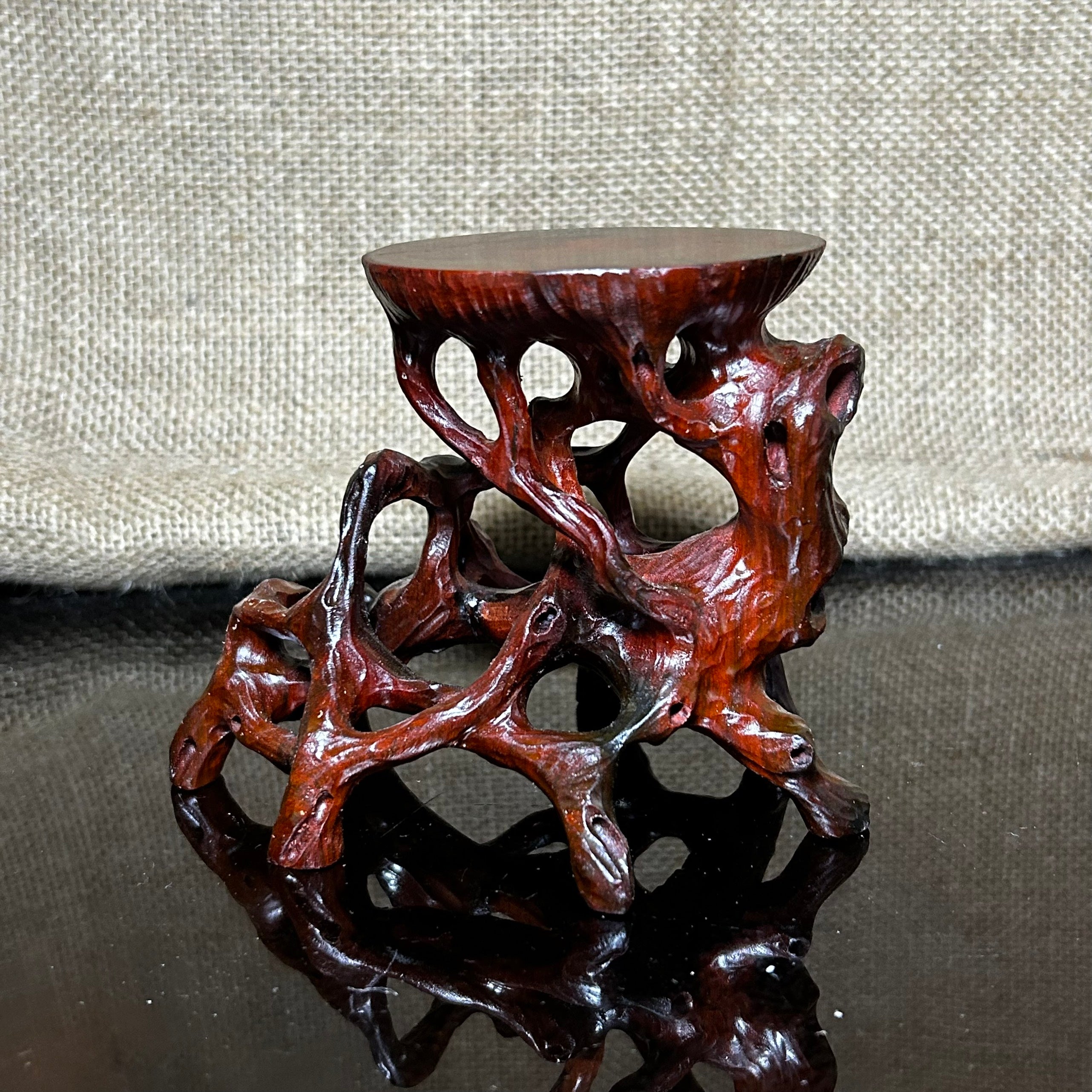 Wood display stand, made of Padauk, handmade sculpture, core wood, size 5.1"