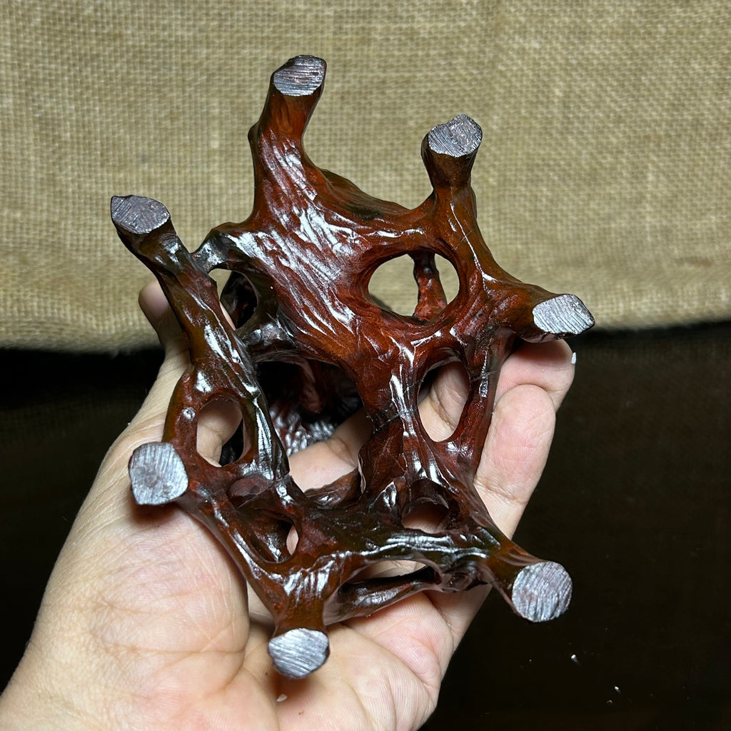 Wood display stand, made of Padauk, handmade sculpture, core wood, size 5.1"
