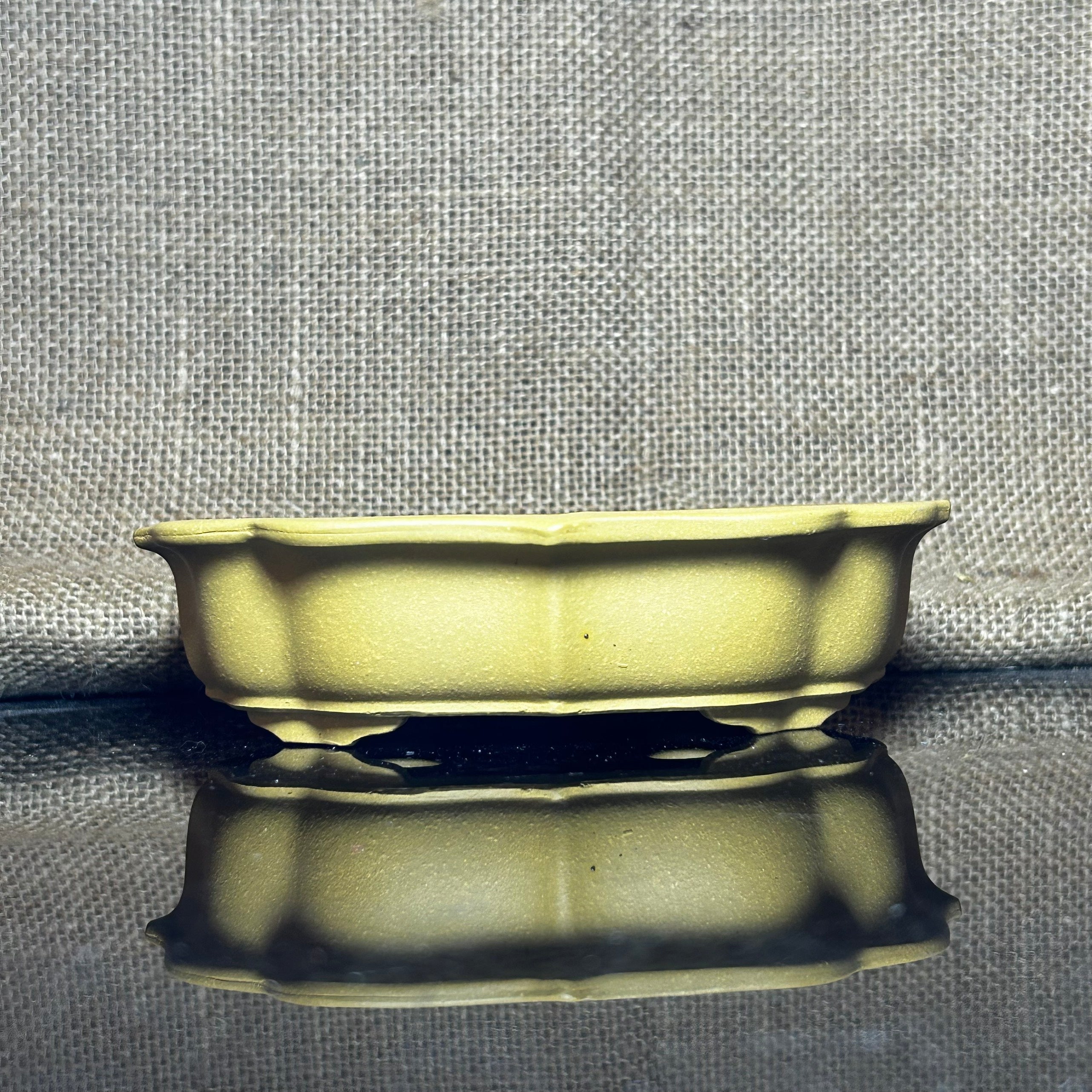 Handmade bonsai  pot, oval pot , cloud shape, Ceramic, Hand-engraved,  size 6.5"