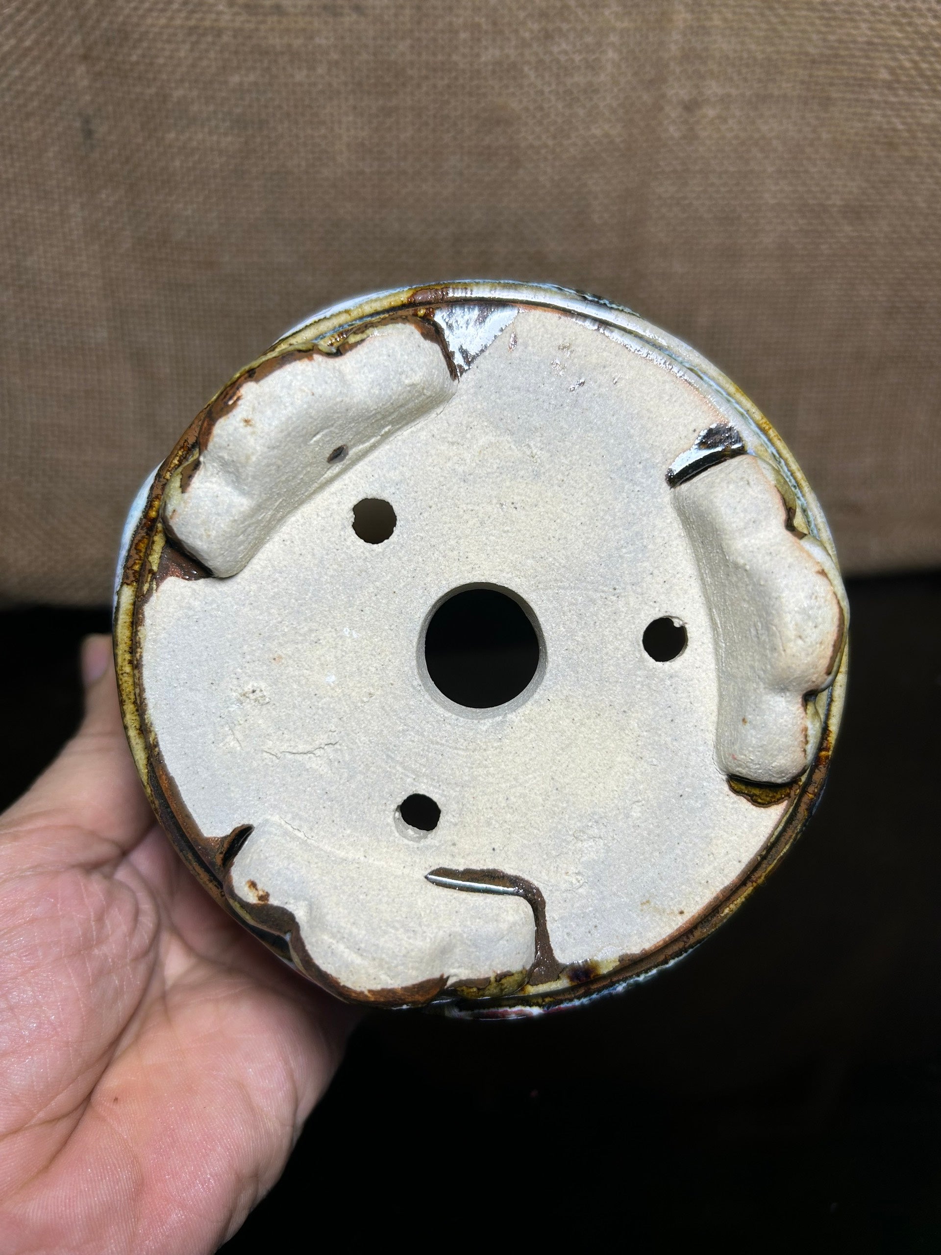 Unique Bonsai tree pot, collection pots , 3 layers of colored glaze,  size 5.5"