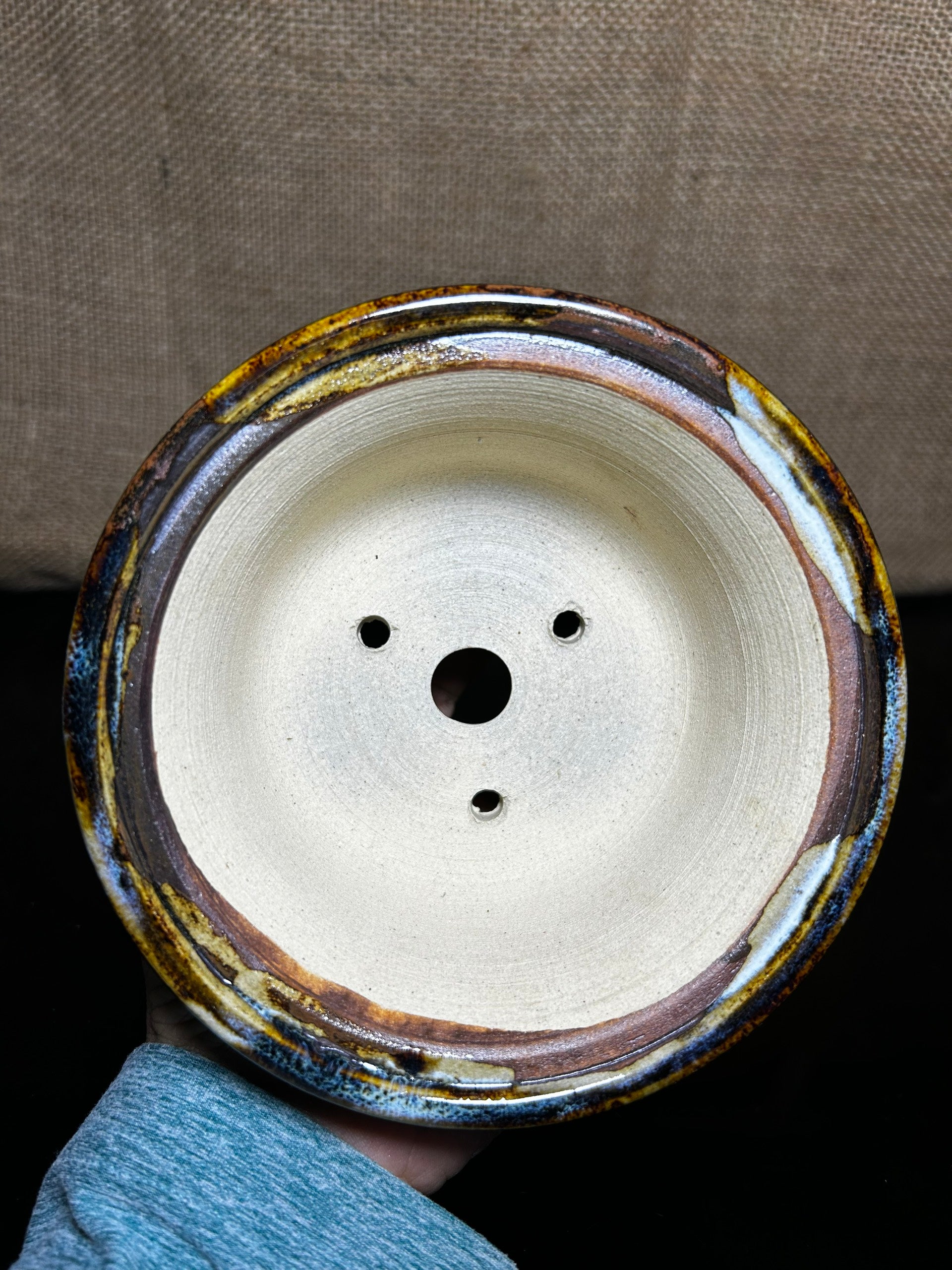 Unique Bonsai tree pot, collection pots , 3 layers of colored glaze,  size 5.5"