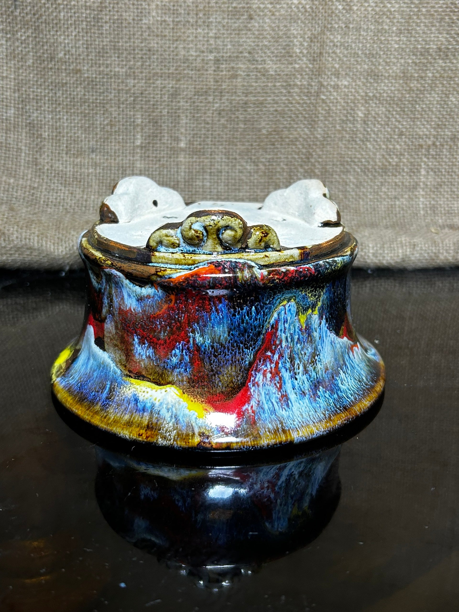 Unique Bonsai tree pot, collection pots , 3 layers of colored glaze,  size 5.5"