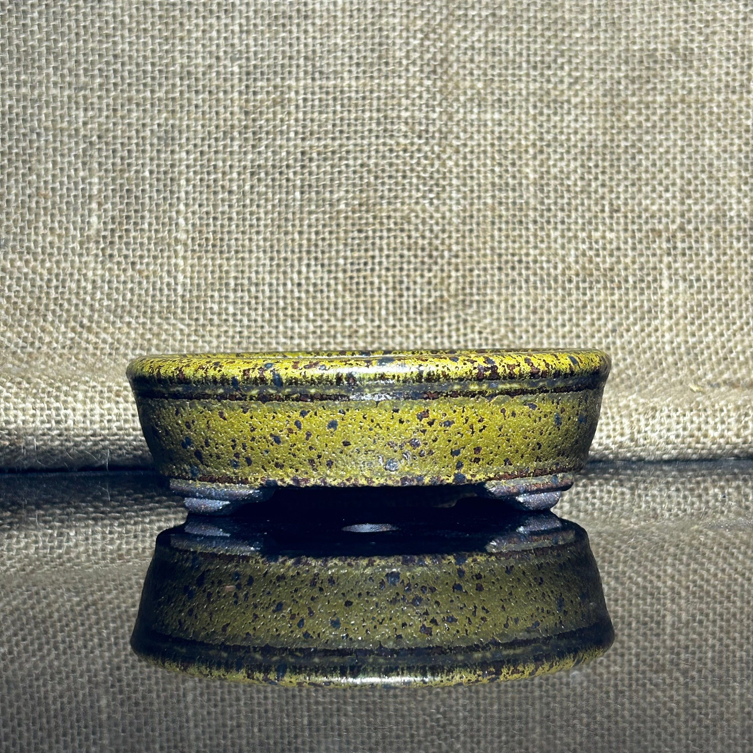 Handmade Glazed Ceramic Bonsai Pot: Oval Shape, Unique Color, 4.6 inch