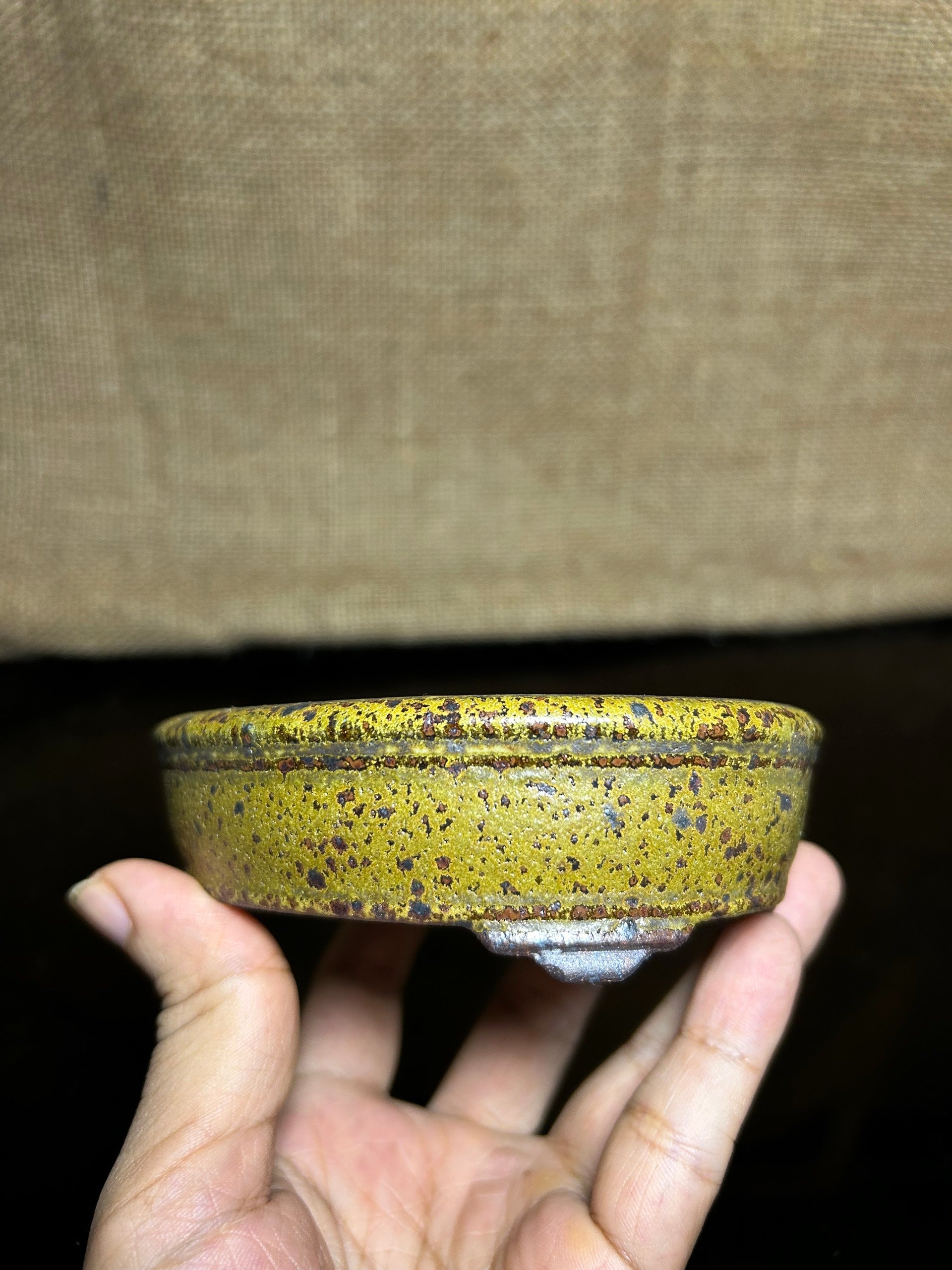 Handmade Glazed Ceramic Bonsai Pot: Oval Shape, Unique Color, 4.6 inch