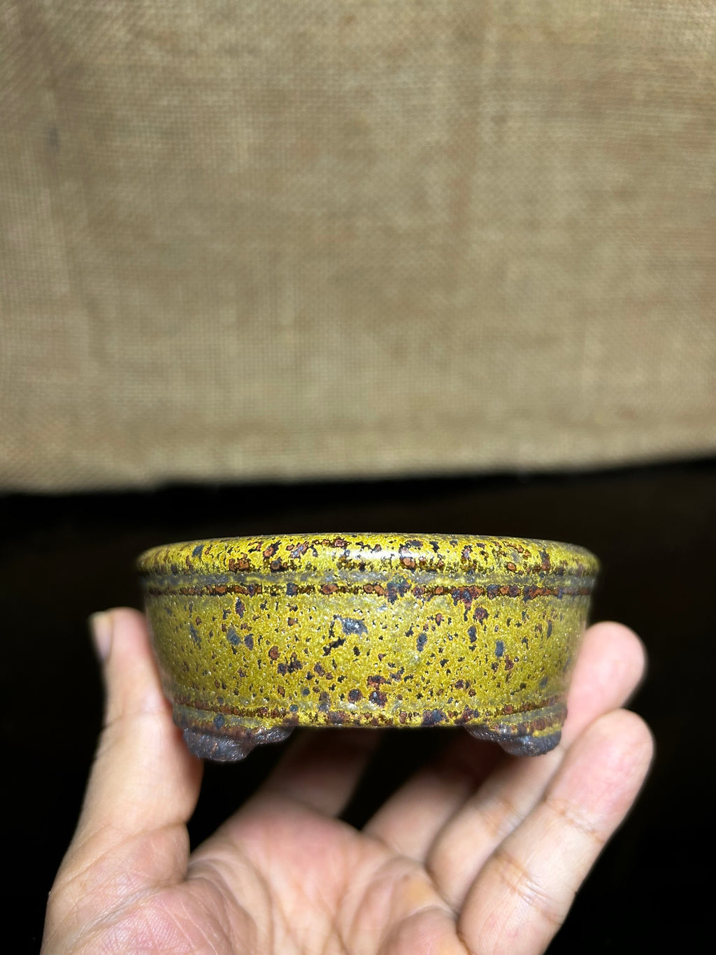 Handmade Glazed Ceramic Bonsai Pot: Oval Shape, Unique Color, 4.6 inch