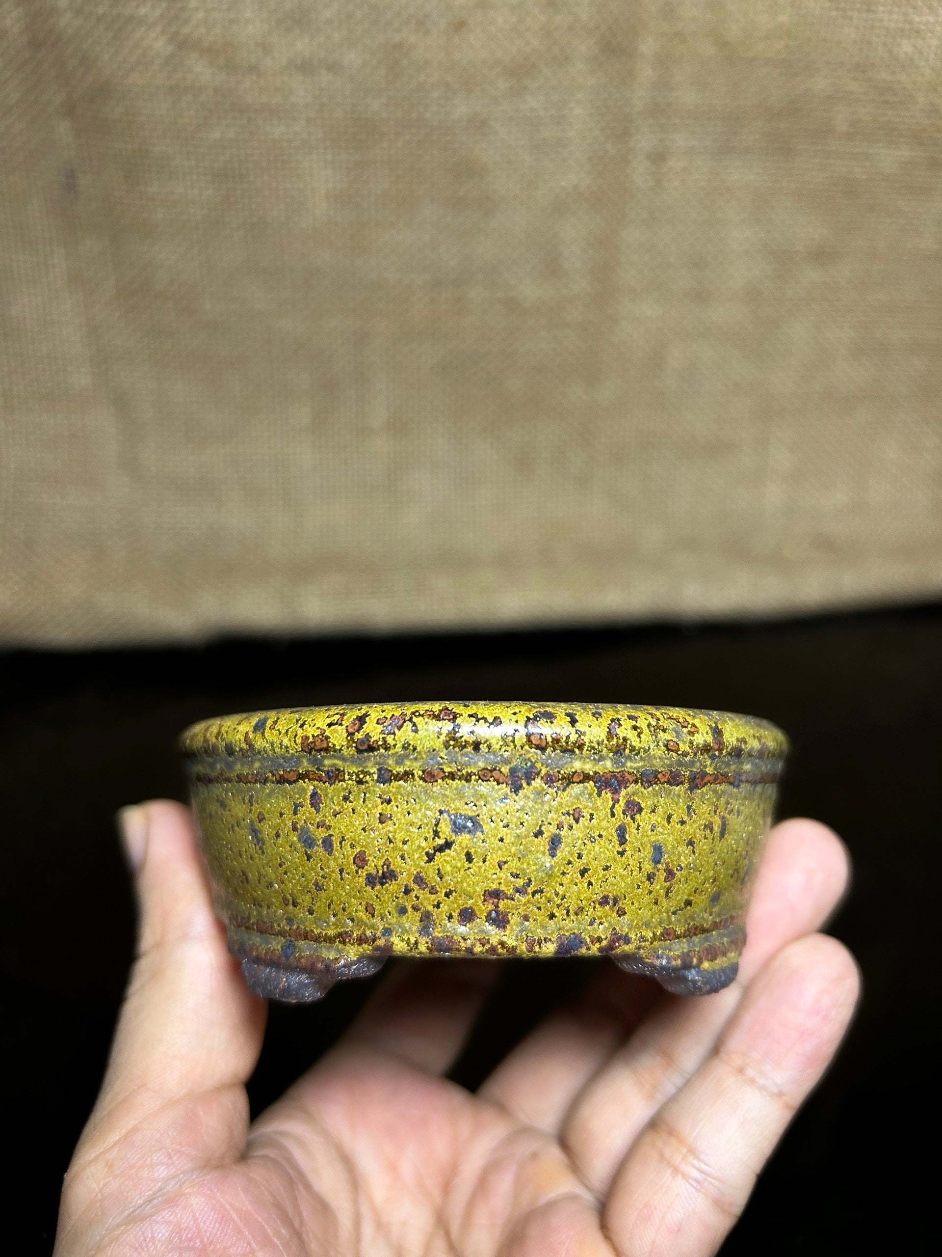 Handmade Glazed Ceramic Bonsai Pot: Oval Shape, Unique Color, 4.6 inch