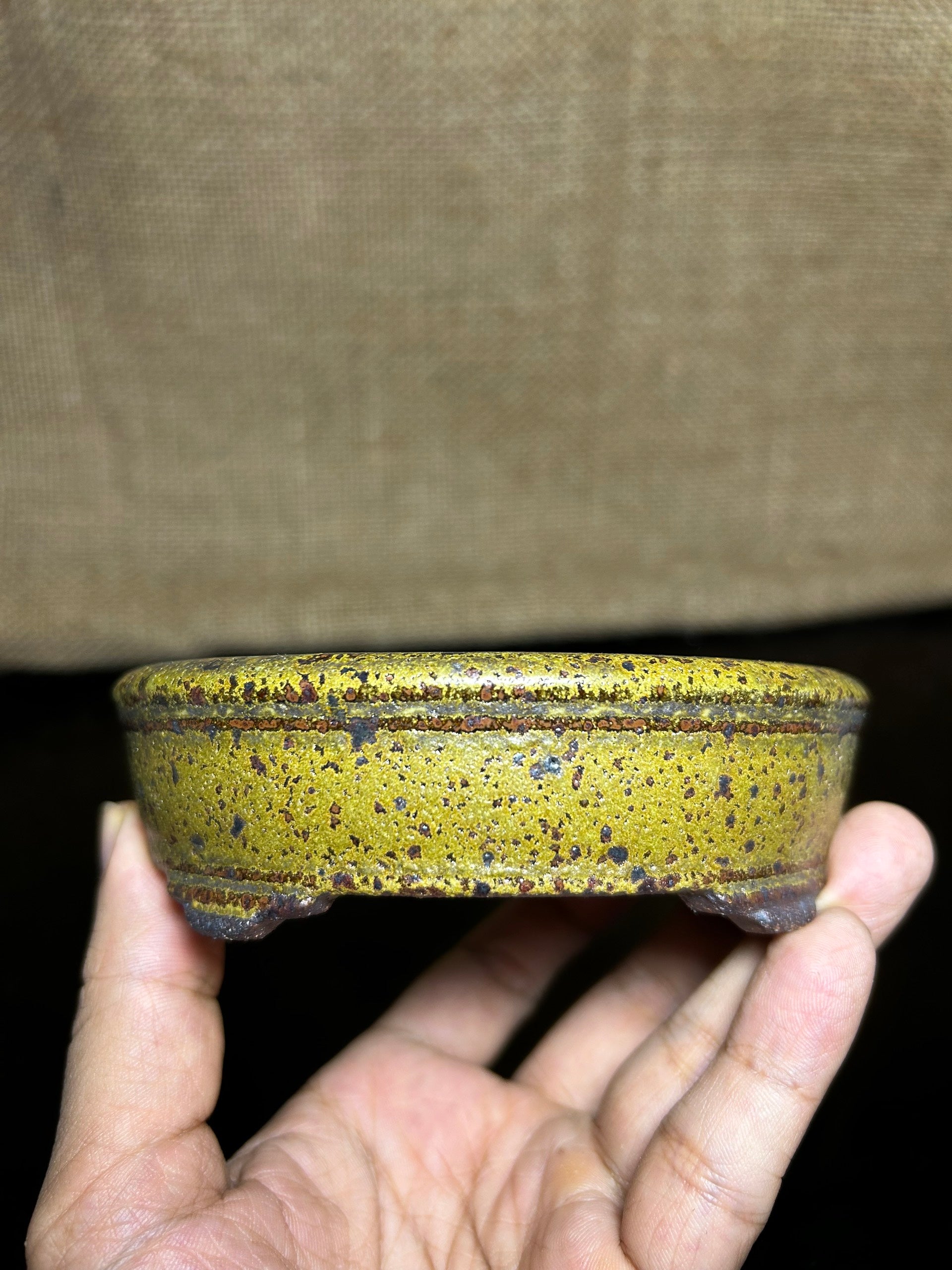 Handmade Glazed Ceramic Bonsai Pot: Oval Shape, Unique Color, 4.6 inch