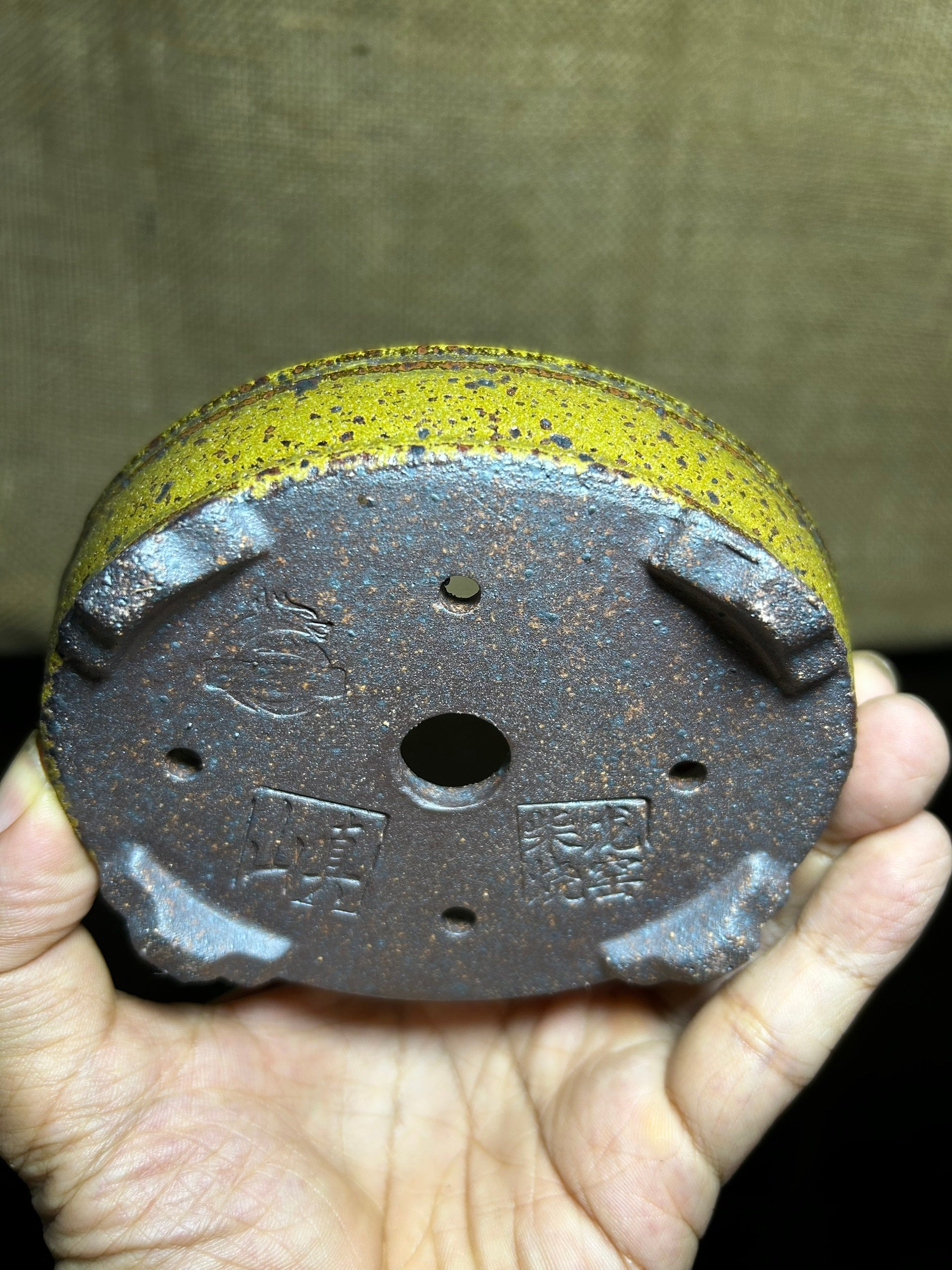 Handmade Glazed Ceramic Bonsai Pot: Oval Shape, Unique Color, 4.6 inch