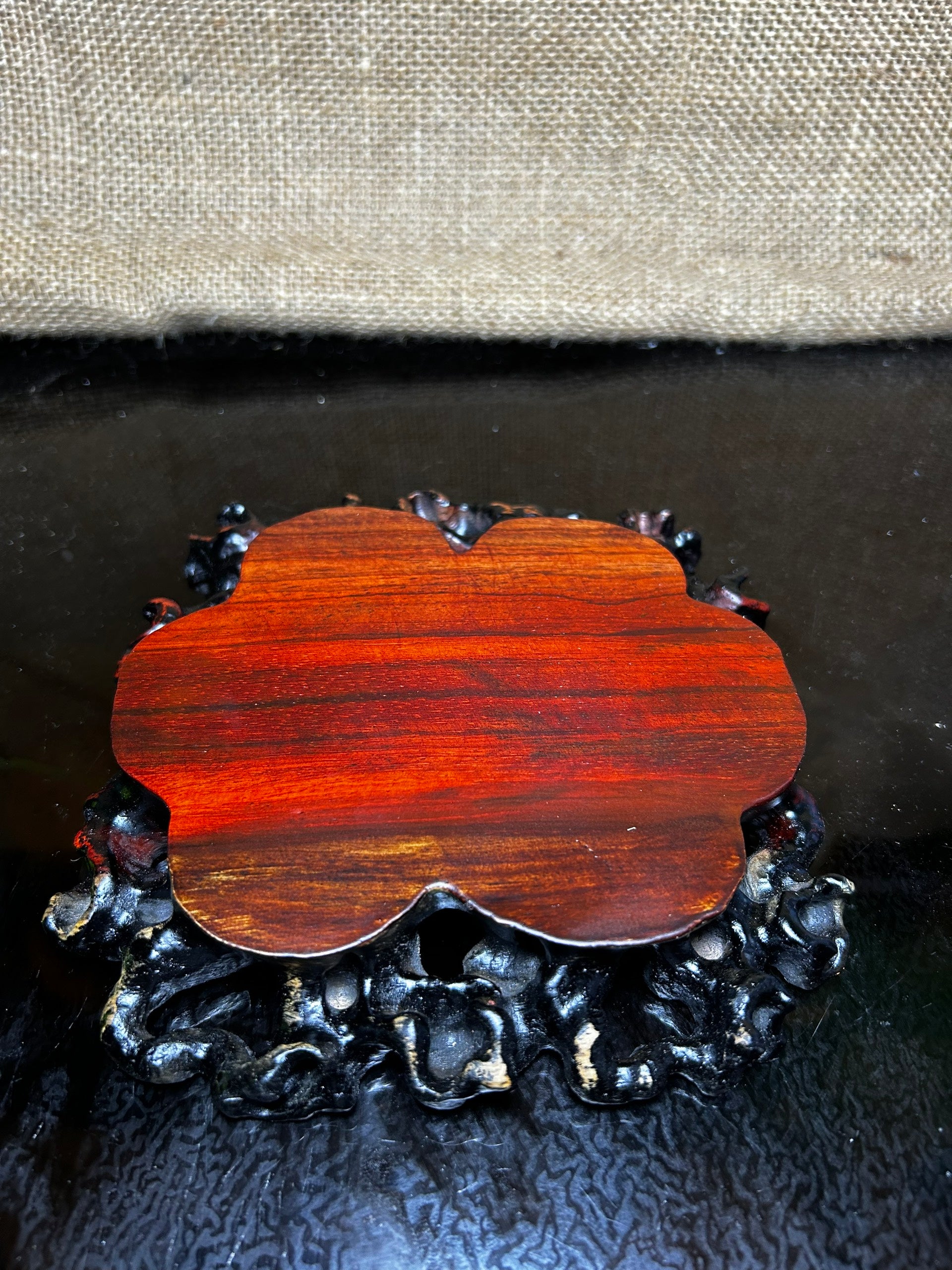 Wooden stand with Padauk, display stand,  pattern sculpture handmade, size 6"