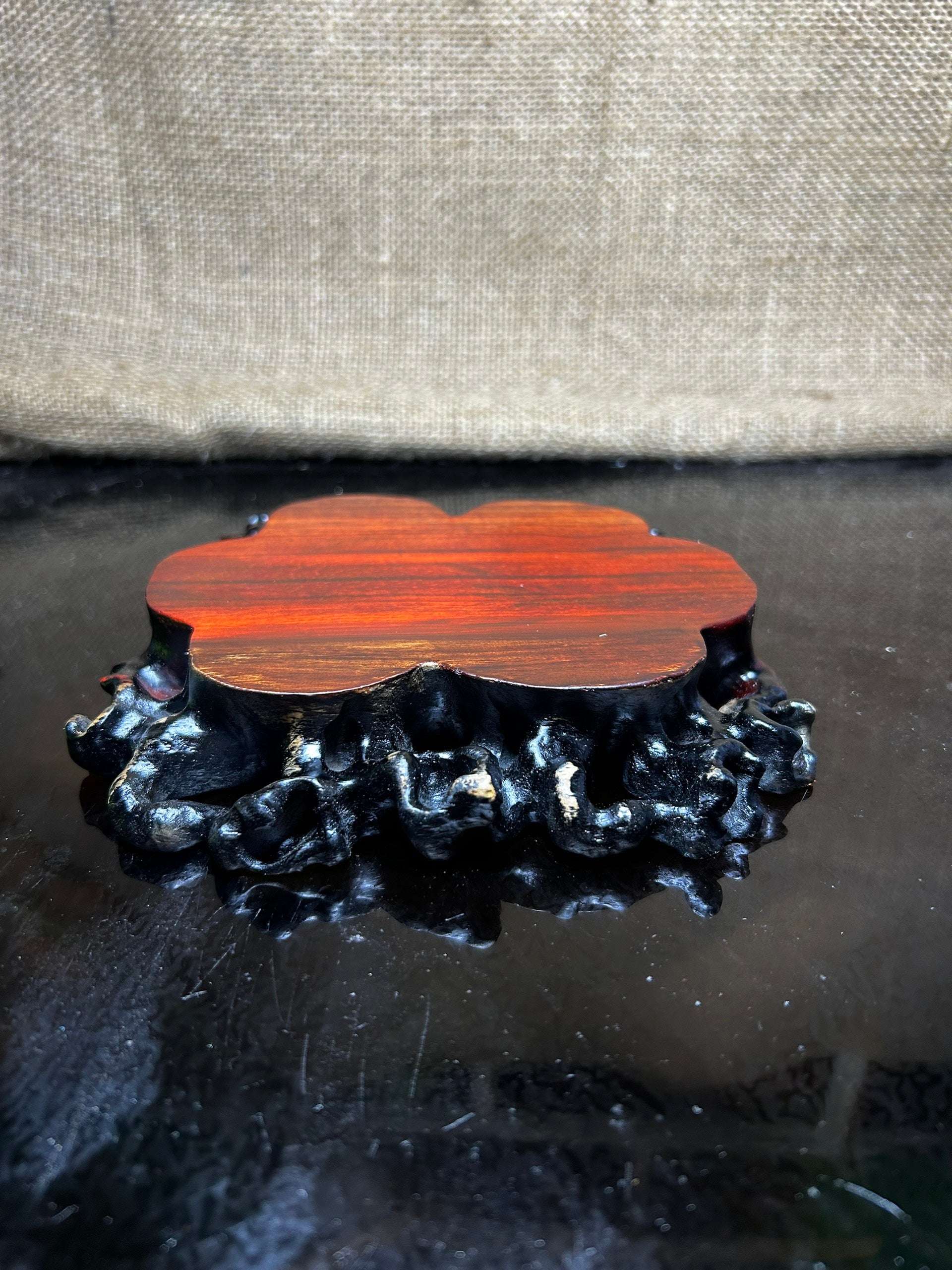 Wooden stand with Padauk, display stand,  pattern sculpture handmade, size 6"