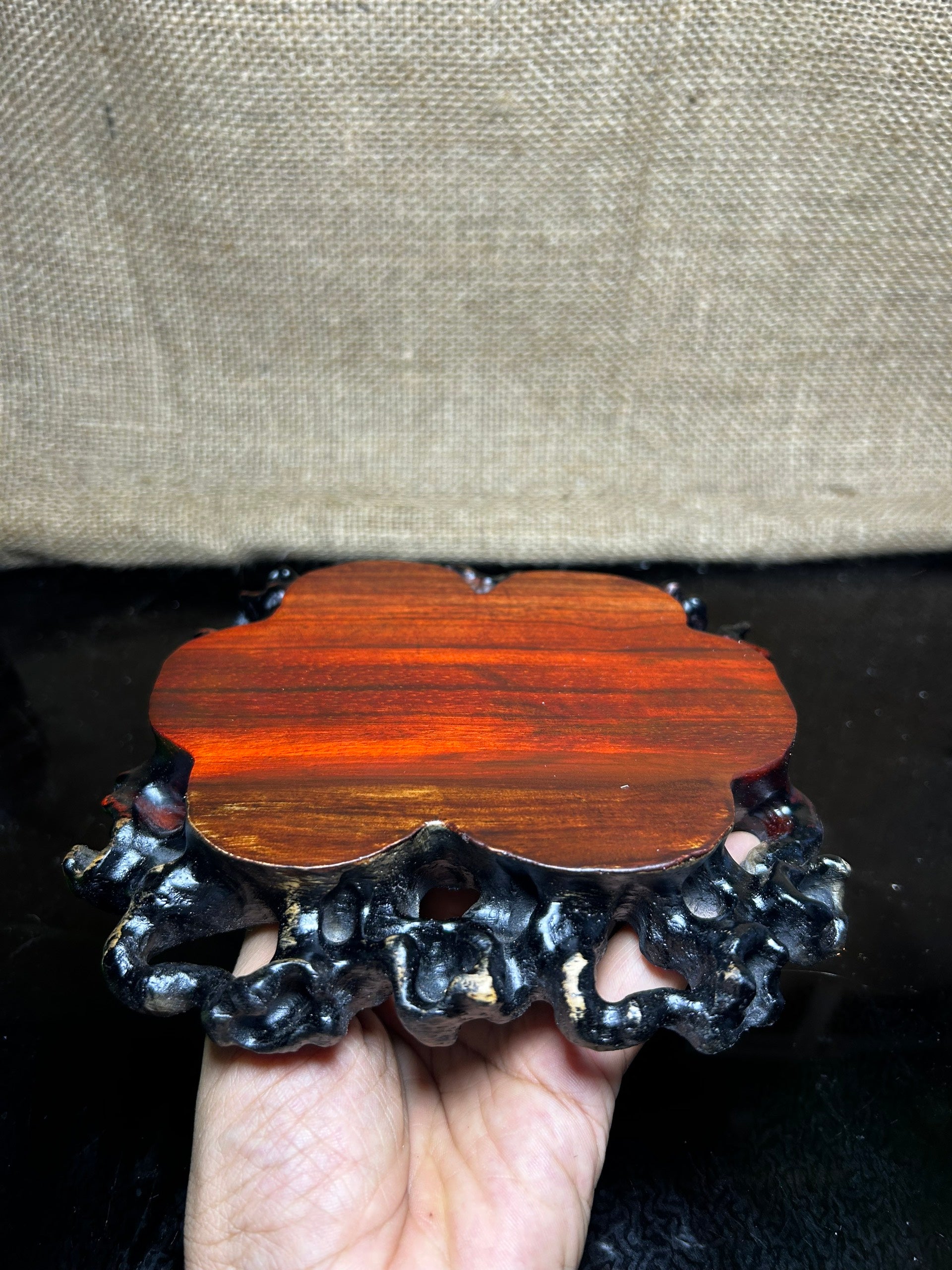 Wooden stand with Padauk, display stand,  pattern sculpture handmade, size 6"