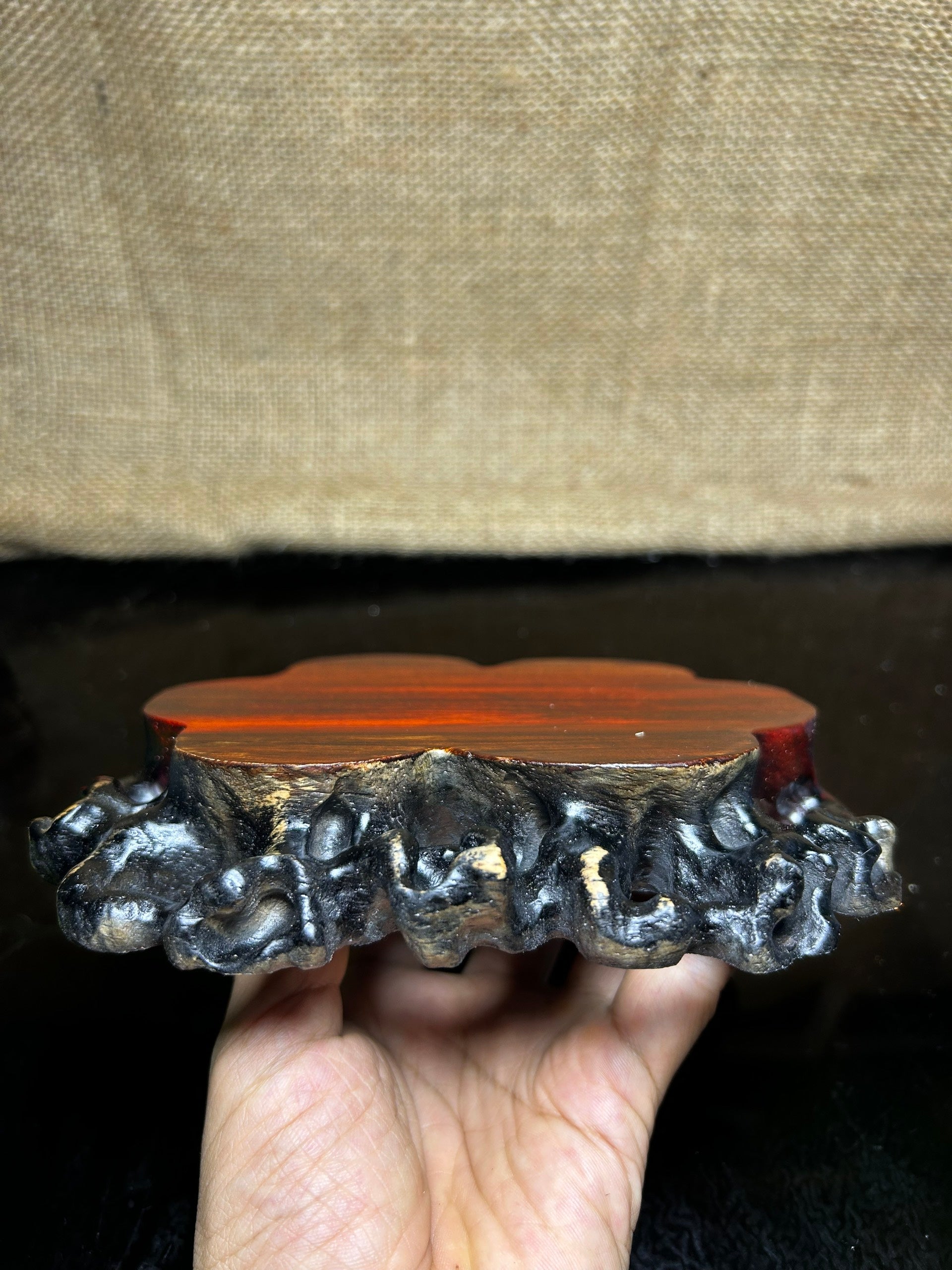 Wooden stand with Padauk, display stand,  pattern sculpture handmade, size 6"