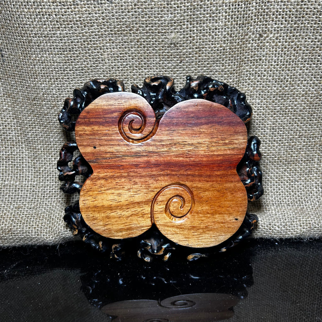 Wooden stand with Padauk, display stand,  pattern sculpture handmade, size 6.5"