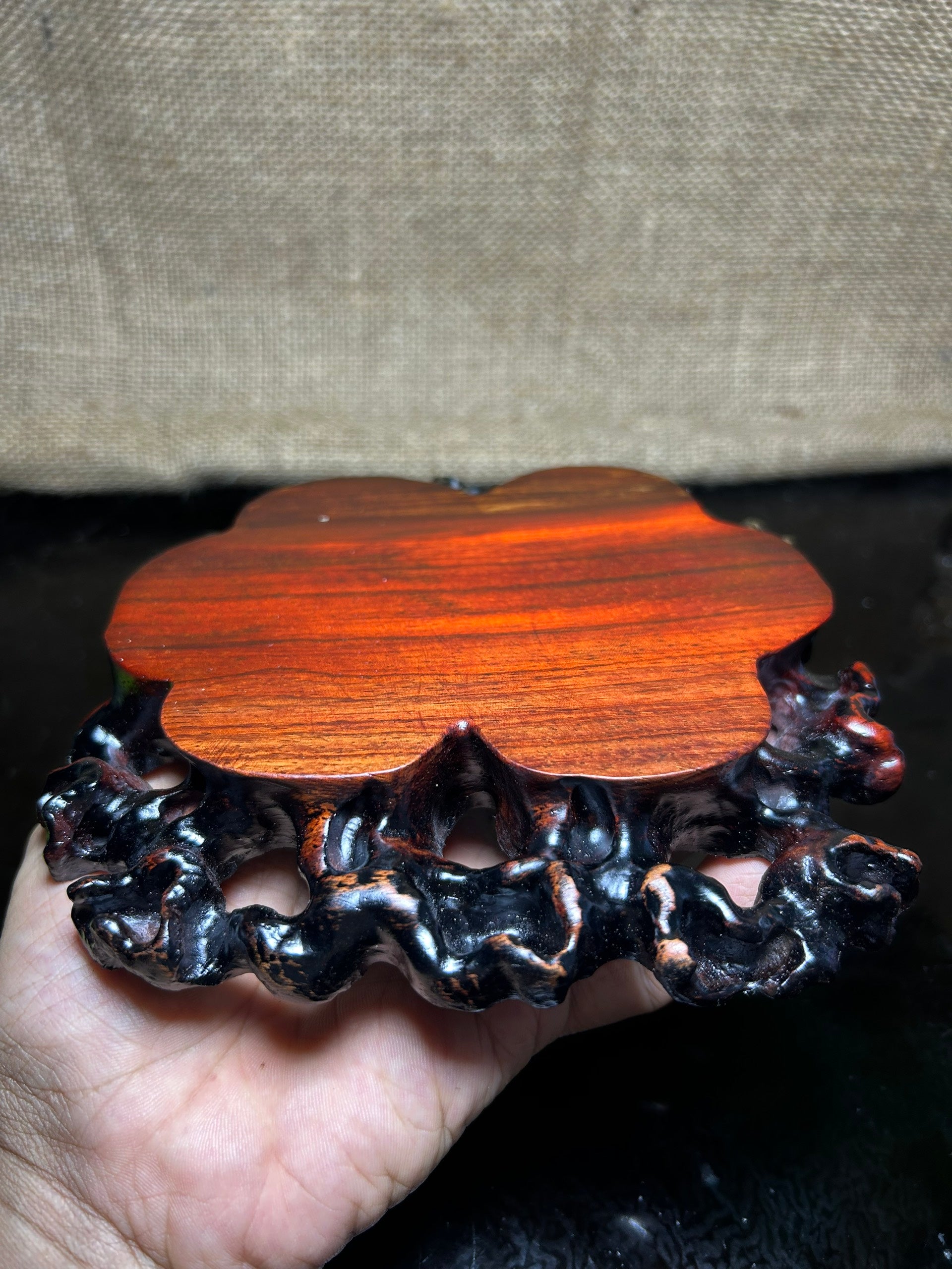 Wooden stand with Padauk, display stand,  pattern sculpture handmade, size 6"