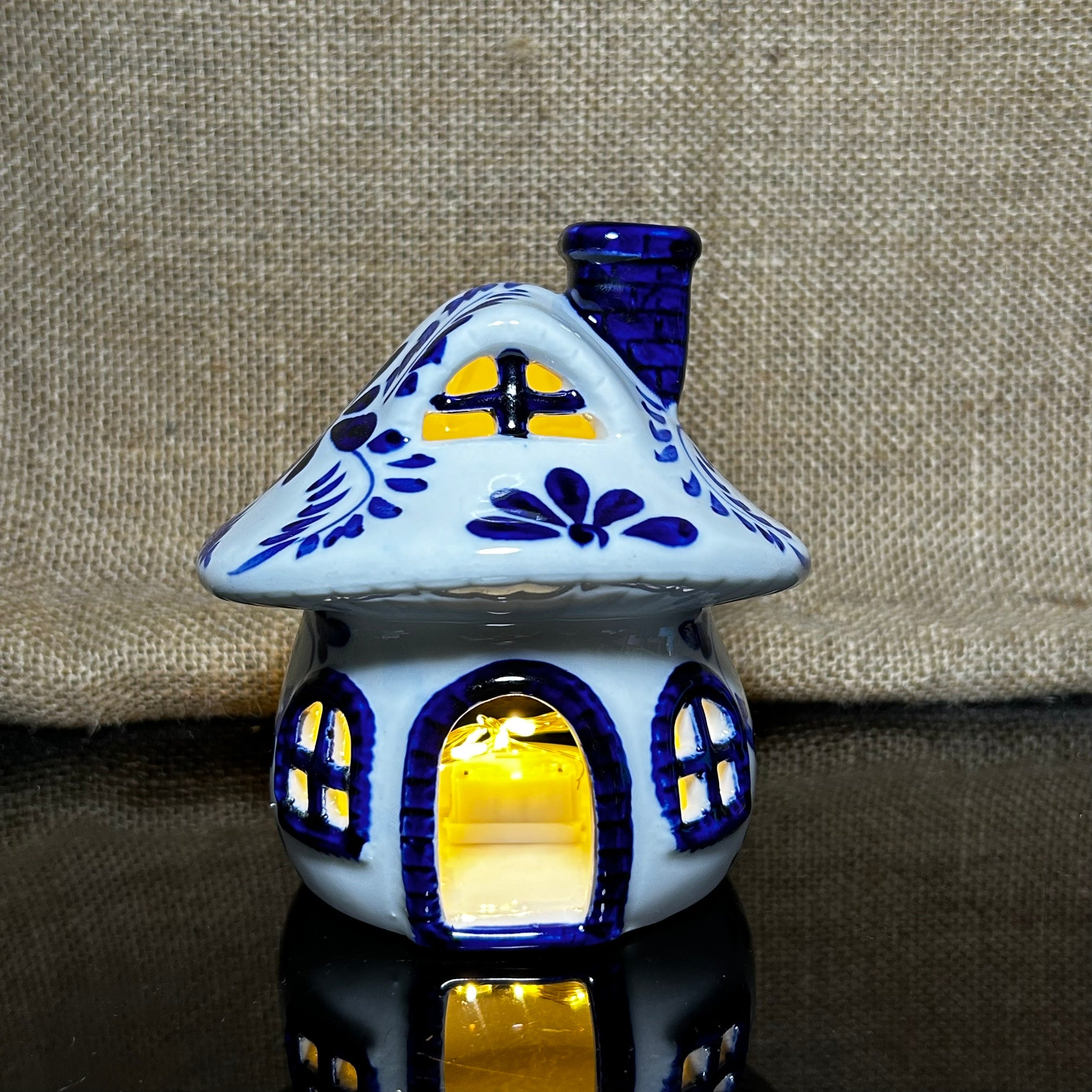 Handmade Ceramic Candle Holder with hand-painted glaze in antique style, gift or home decoration