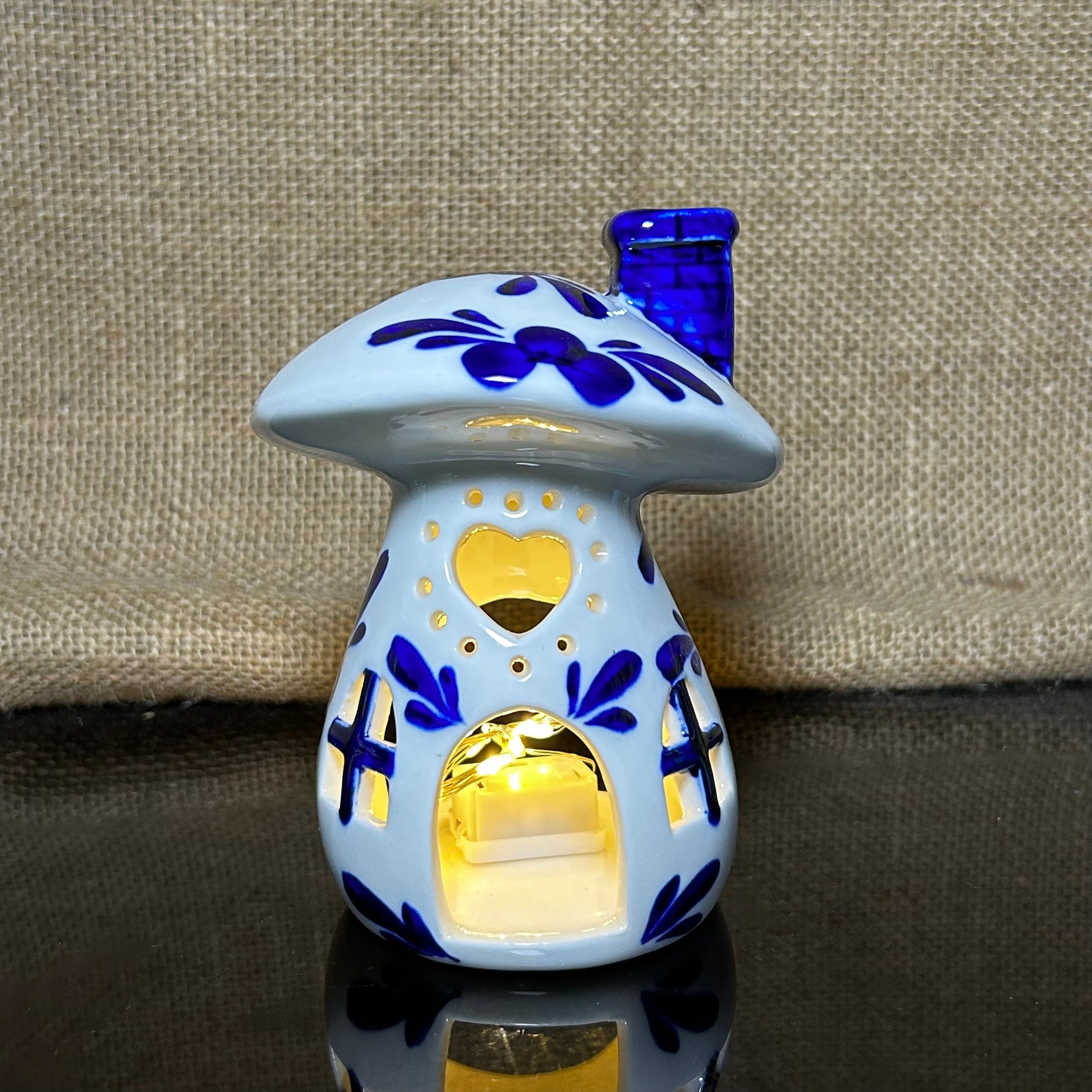 Handmade Ceramic Candle Holder with hand-painted glaze in antique style, gift or home decoration