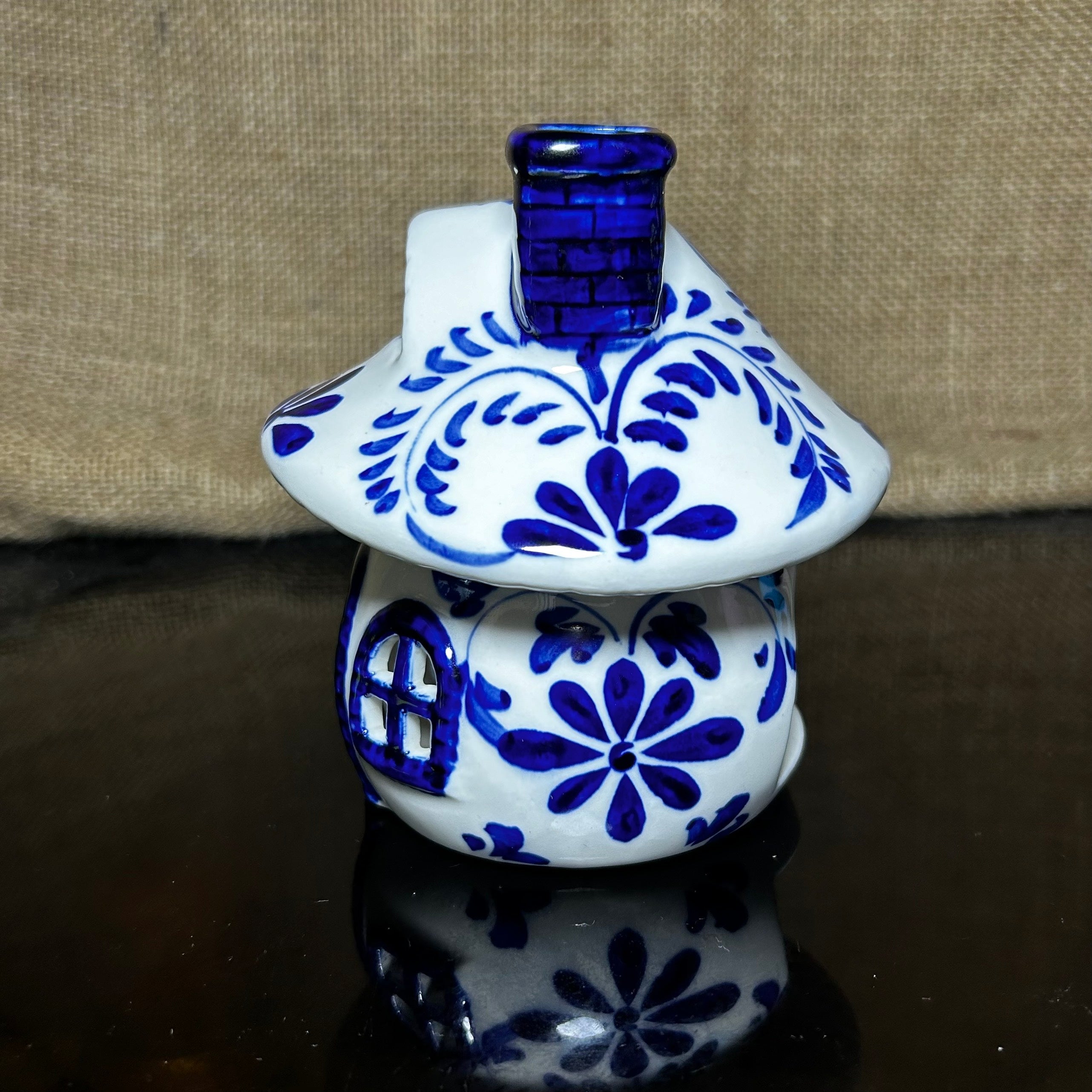 Handmade Ceramic Candle Holder with hand-painted glaze in antique style, gift or home decoration