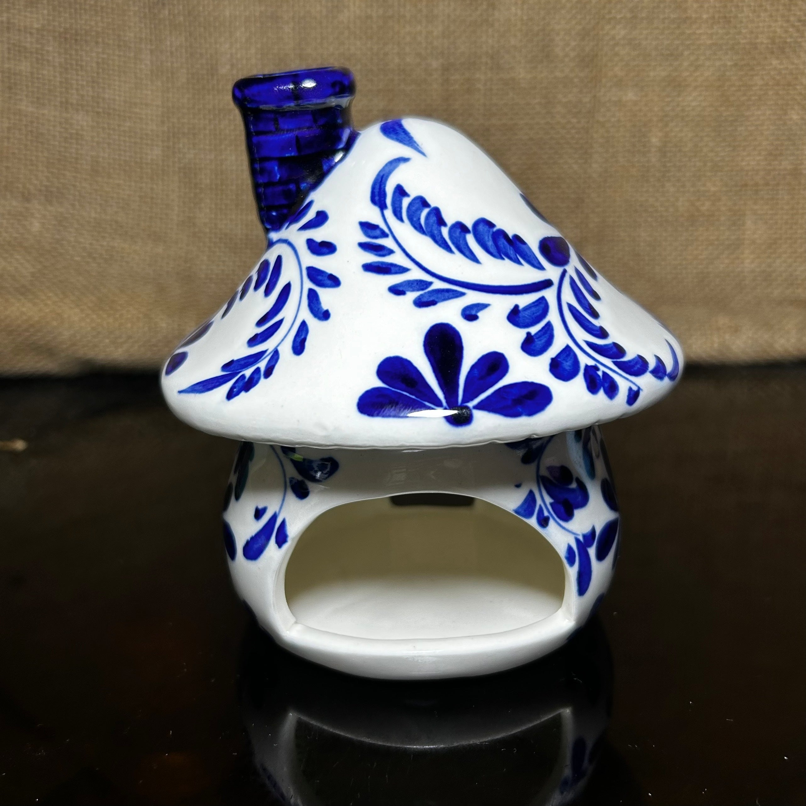 Handmade Ceramic Candle Holder with hand-painted glaze in antique style, gift or home decoration
