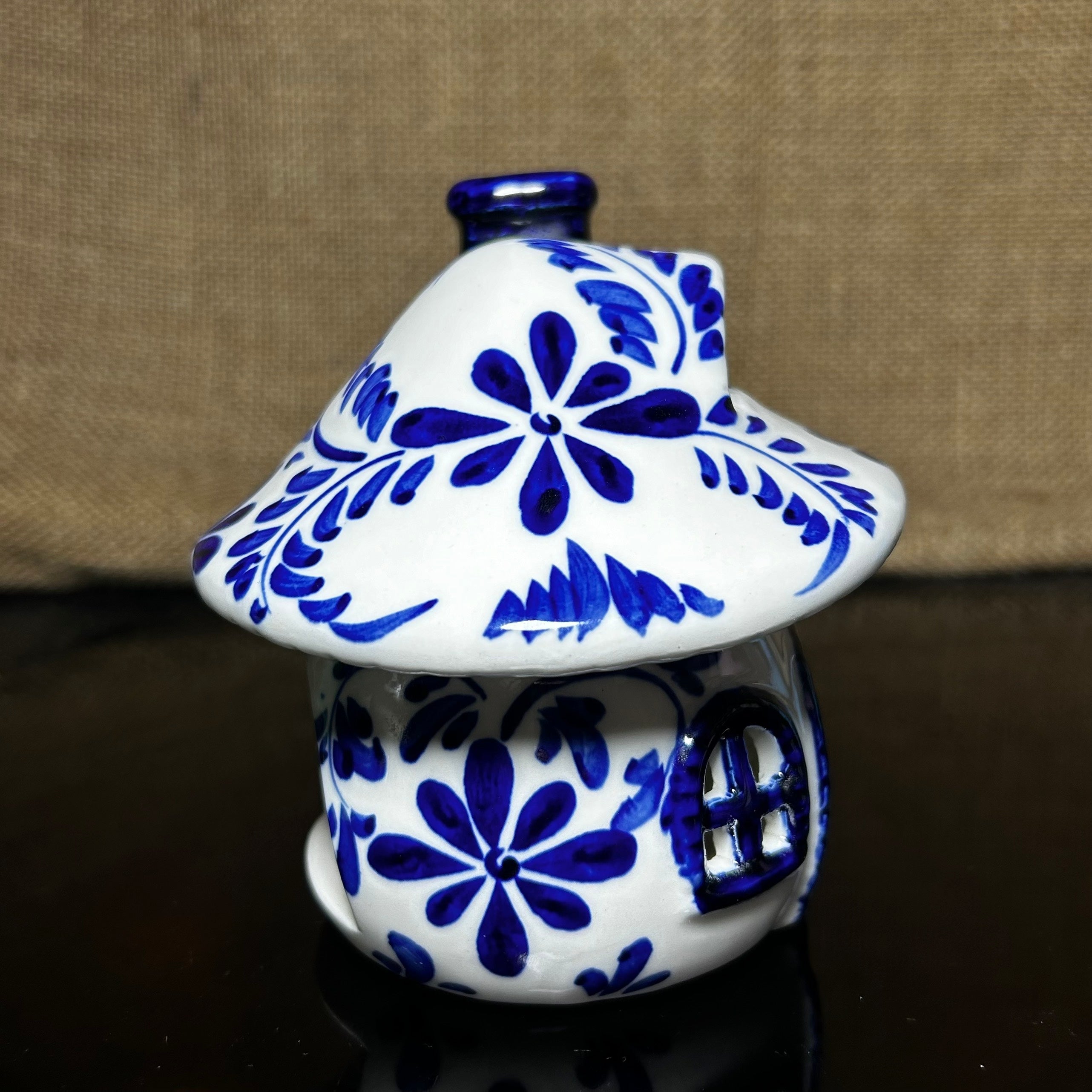 Handmade Ceramic Candle Holder with hand-painted glaze in antique style, gift or home decoration