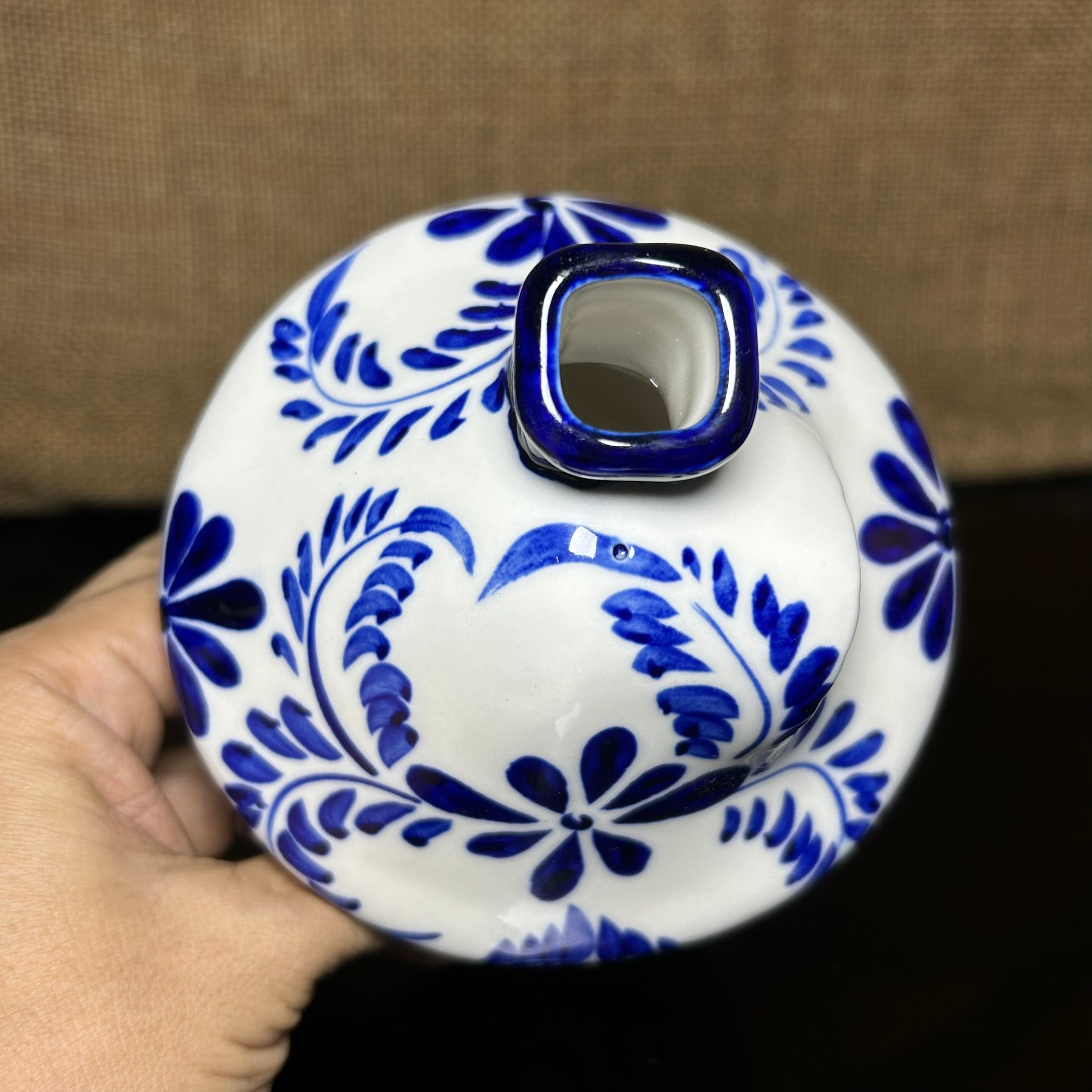 Handmade Ceramic Candle Holder with hand-painted glaze in antique style, gift or home decoration