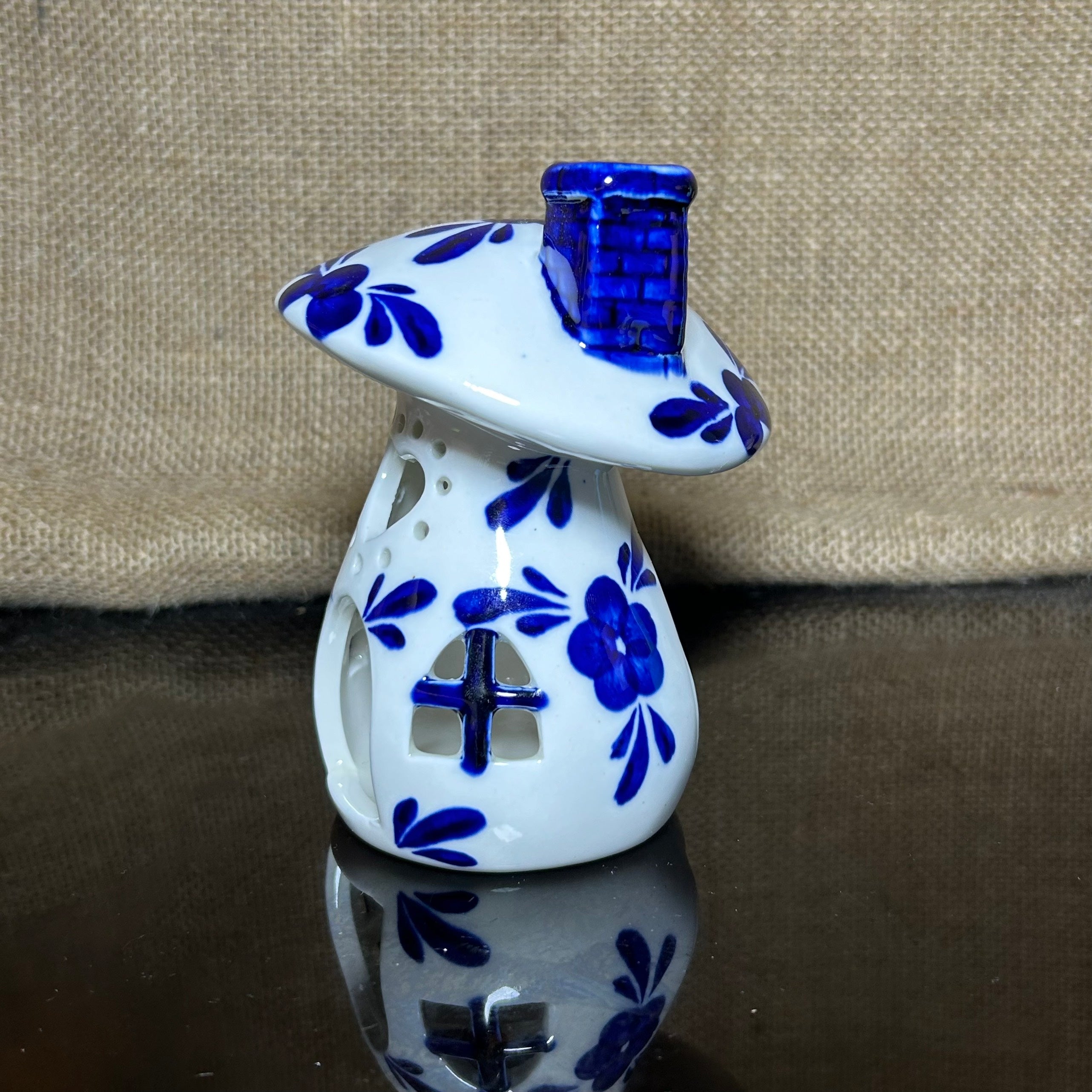 Handmade Ceramic Candle Holder with hand-painted glaze in antique style, gift or home decoration