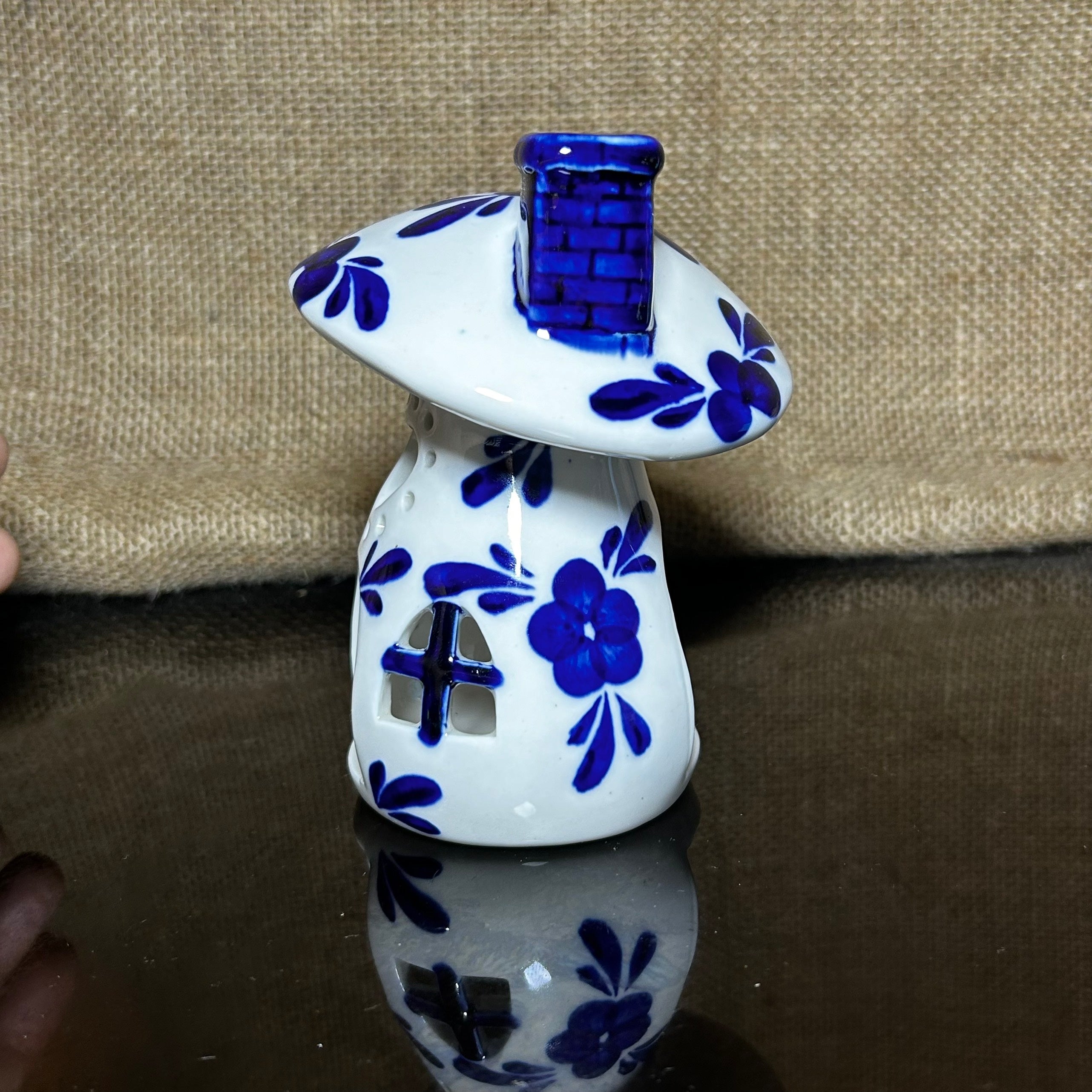 Handmade Ceramic Candle Holder with hand-painted glaze in antique style, gift or home decoration