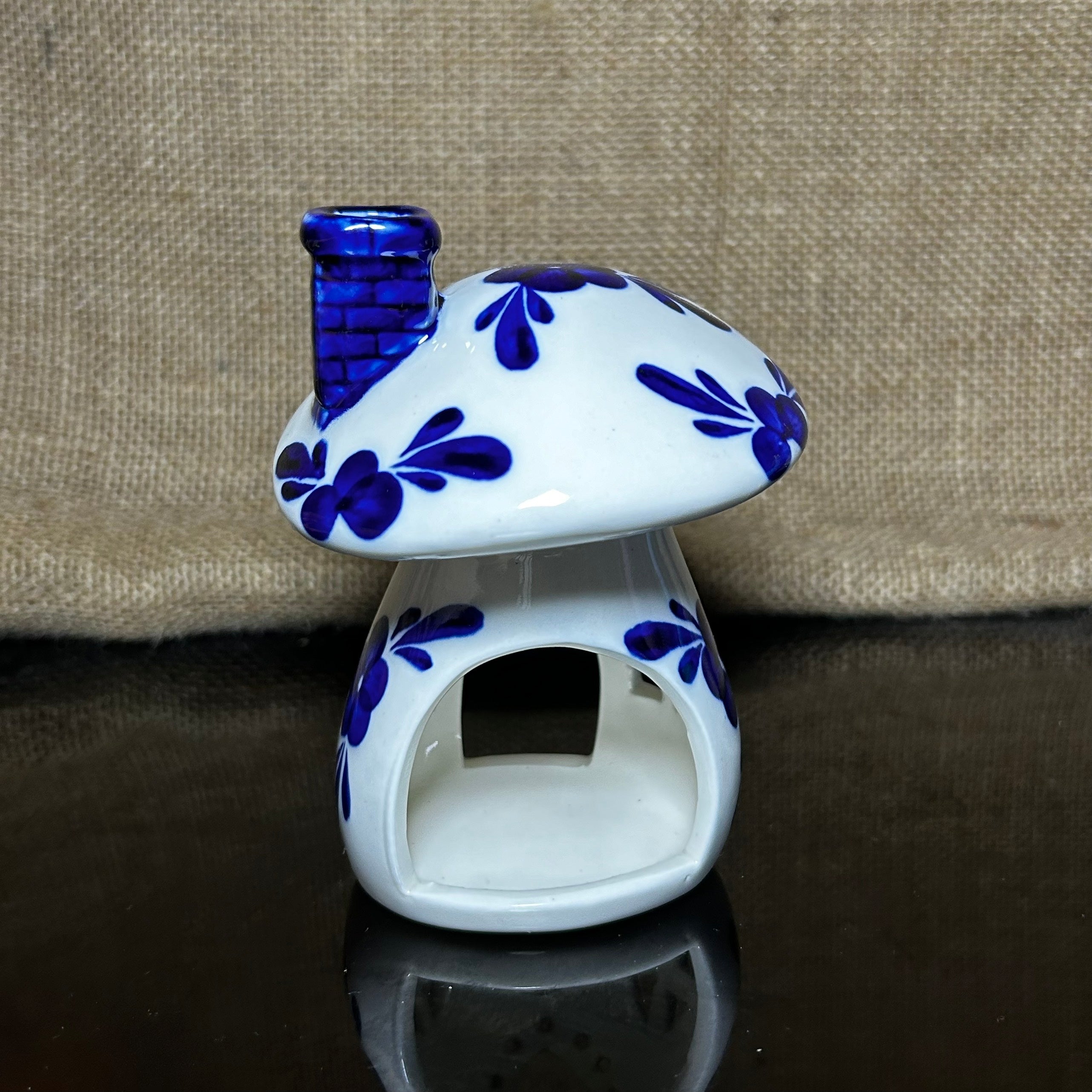 Handmade Ceramic Candle Holder with hand-painted glaze in antique style, gift or home decoration