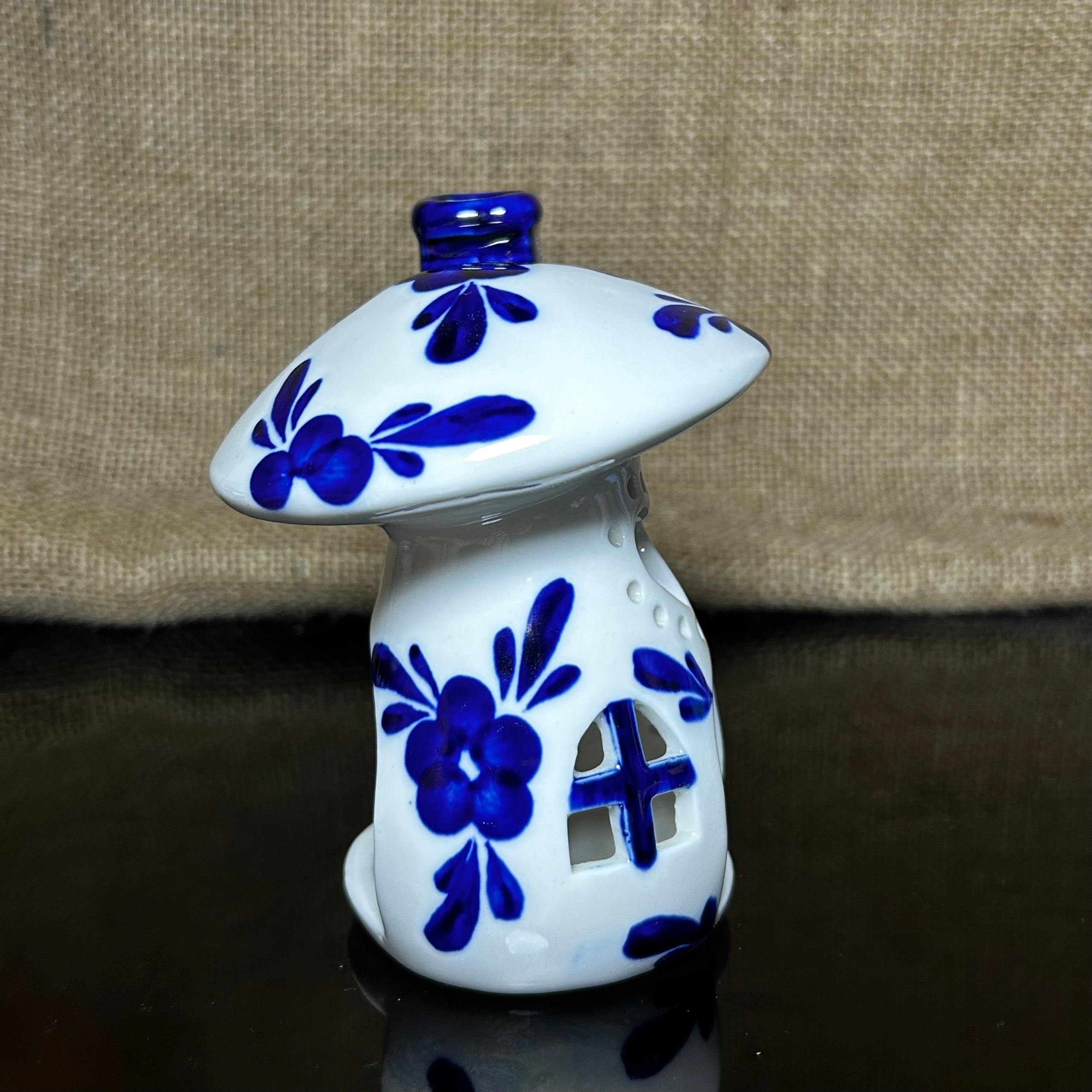 Handmade Ceramic Candle Holder with hand-painted glaze in antique style, gift or home decoration