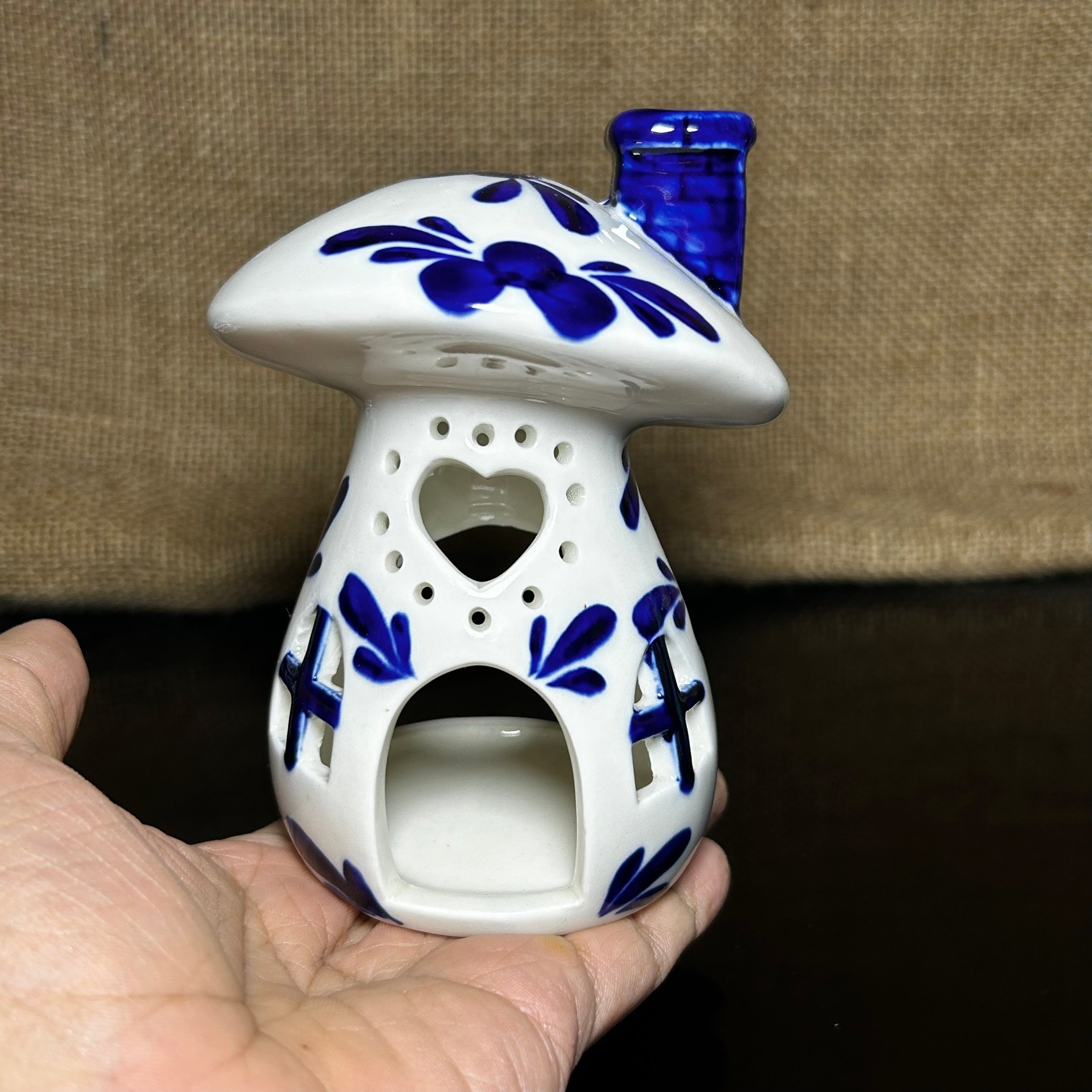 Handmade Ceramic Candle Holder with hand-painted glaze in antique style, gift or home decoration