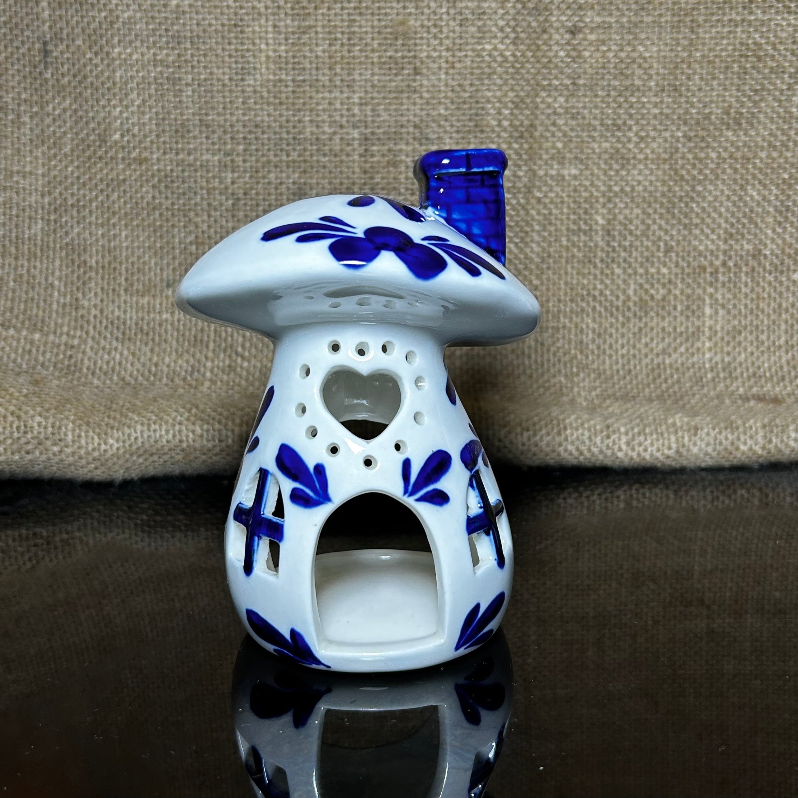 Handmade Ceramic Candle Holder with hand-painted glaze in antique style, gift or home decoration