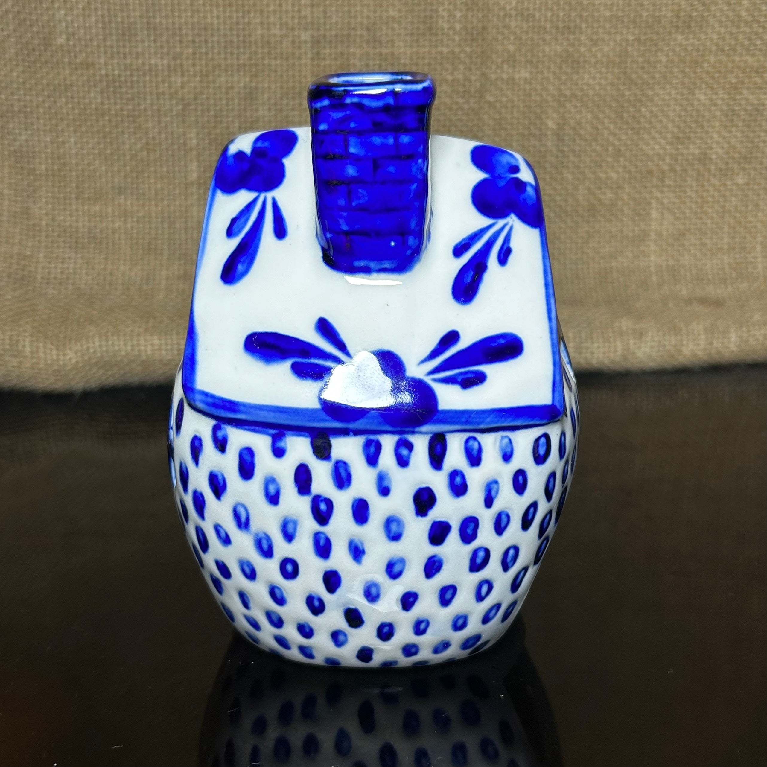 Handmade Ceramic Candle Holder with hand-painted glaze in antique style, gift or home decoration