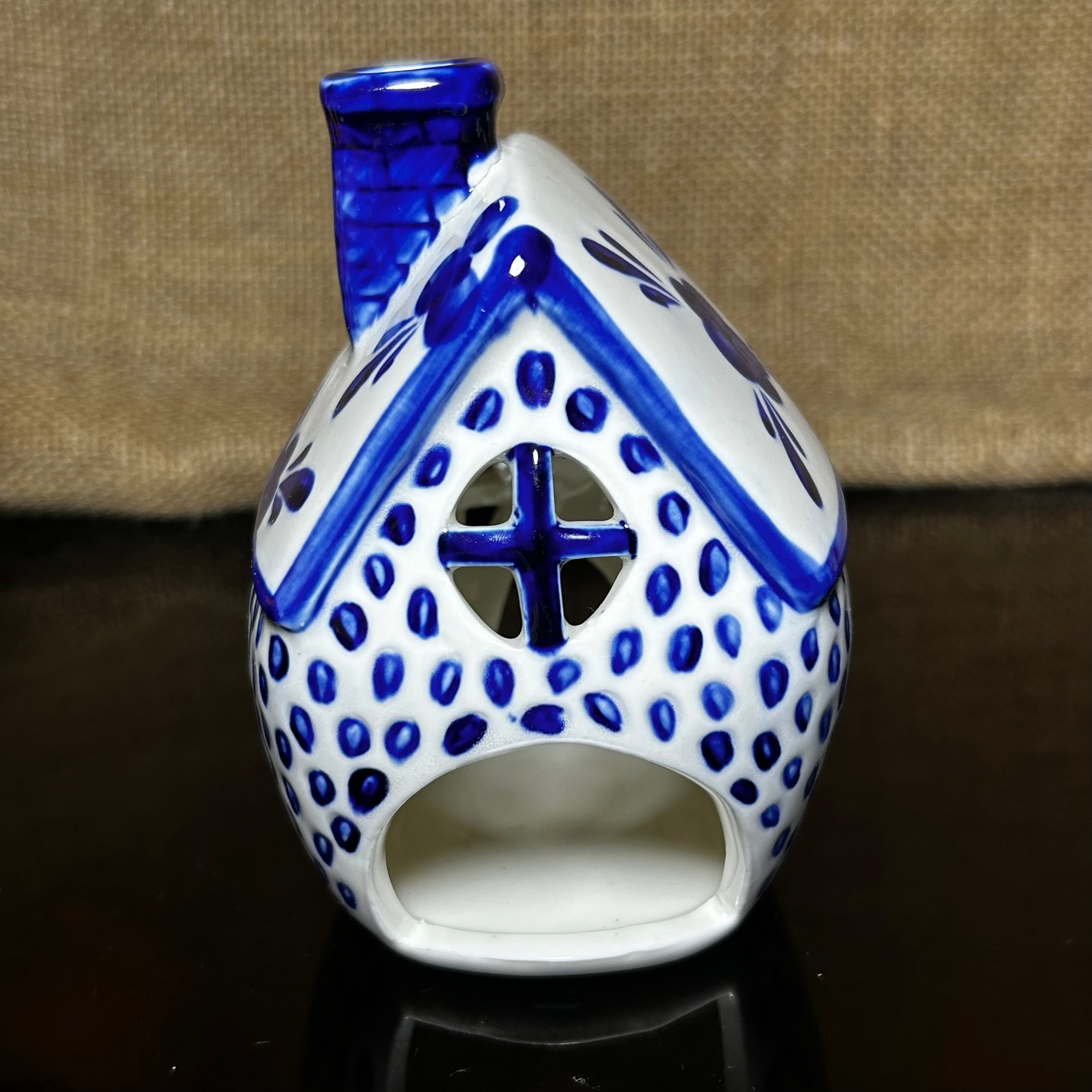 Handmade Ceramic Candle Holder with hand-painted glaze in antique style, gift or home decoration