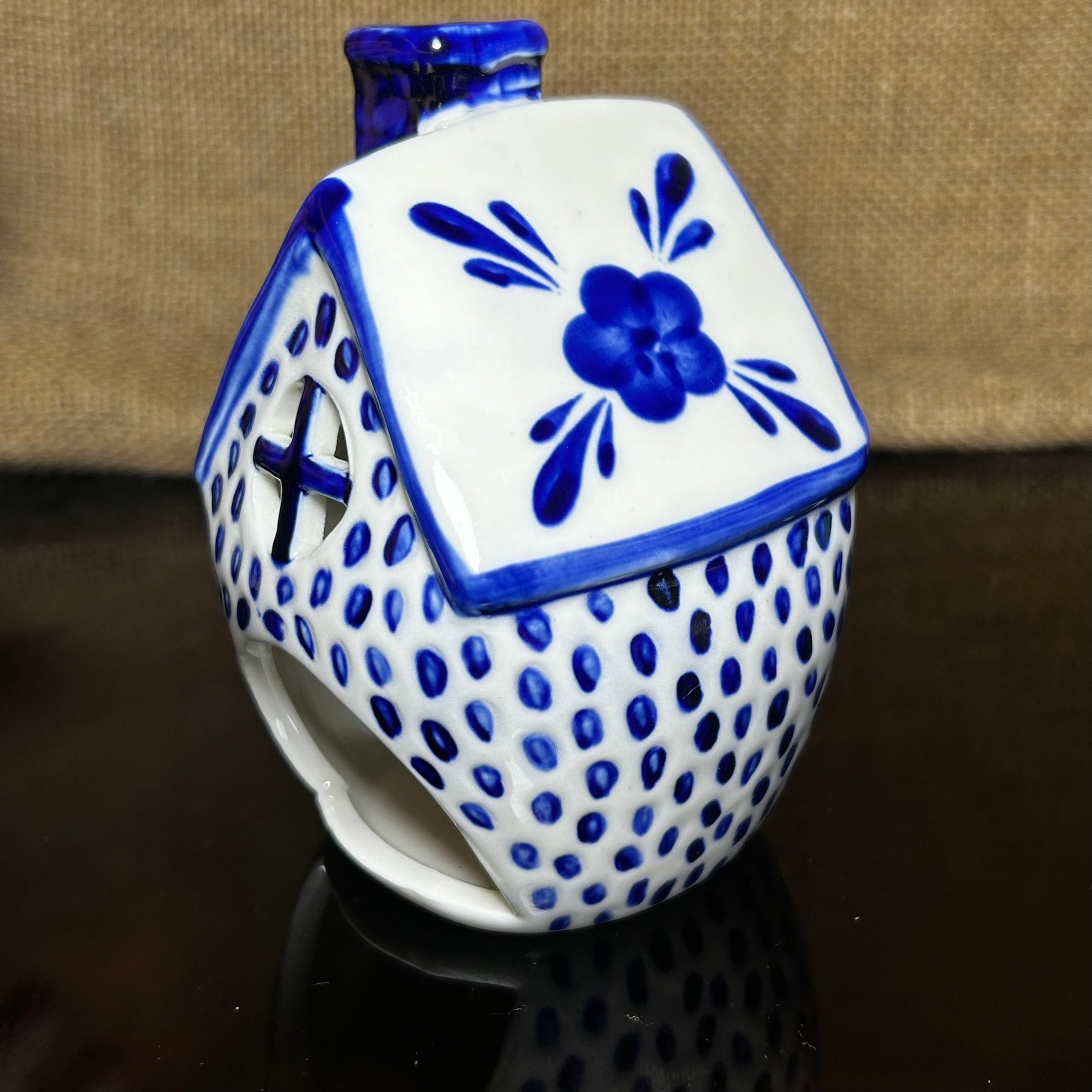 Handmade Ceramic Candle Holder with hand-painted glaze in antique style, gift or home decoration