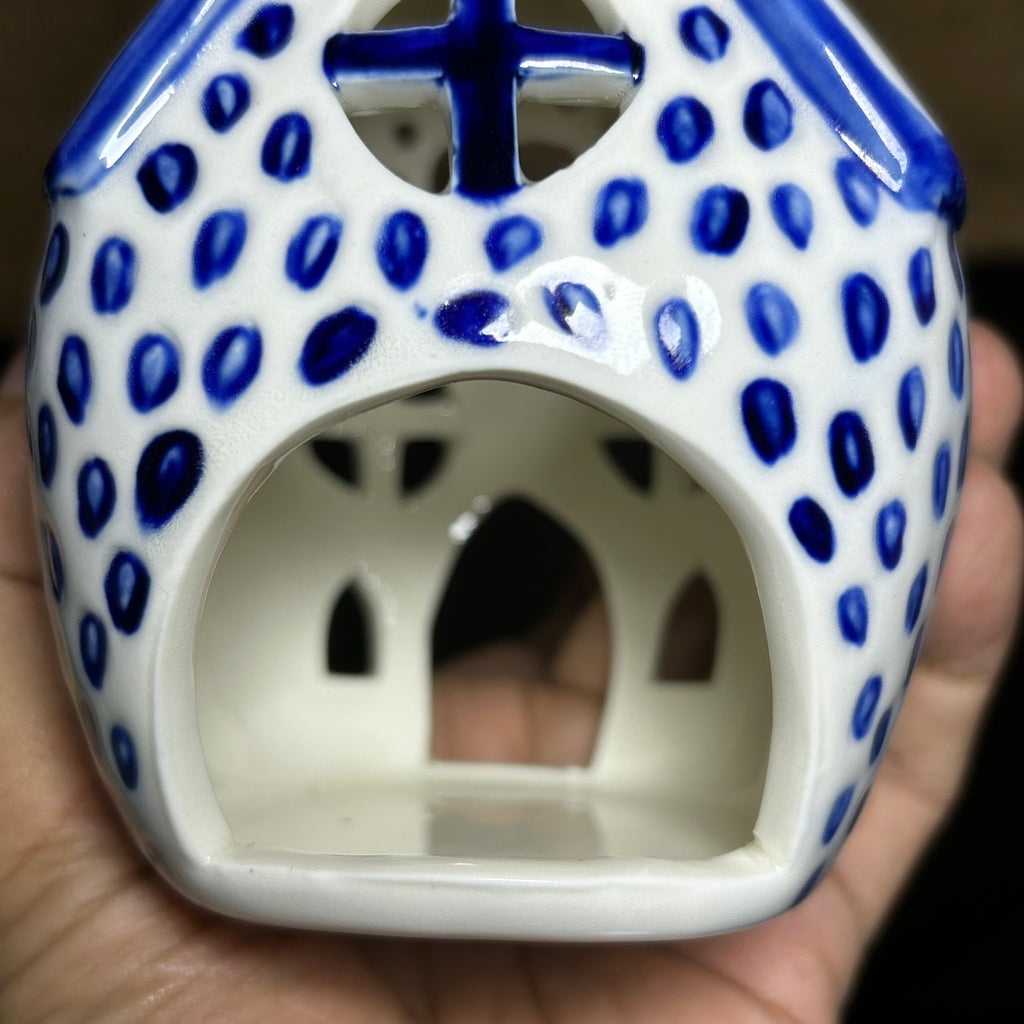 Handmade Ceramic Candle Holder with hand-painted glaze in antique style, gift or home decoration