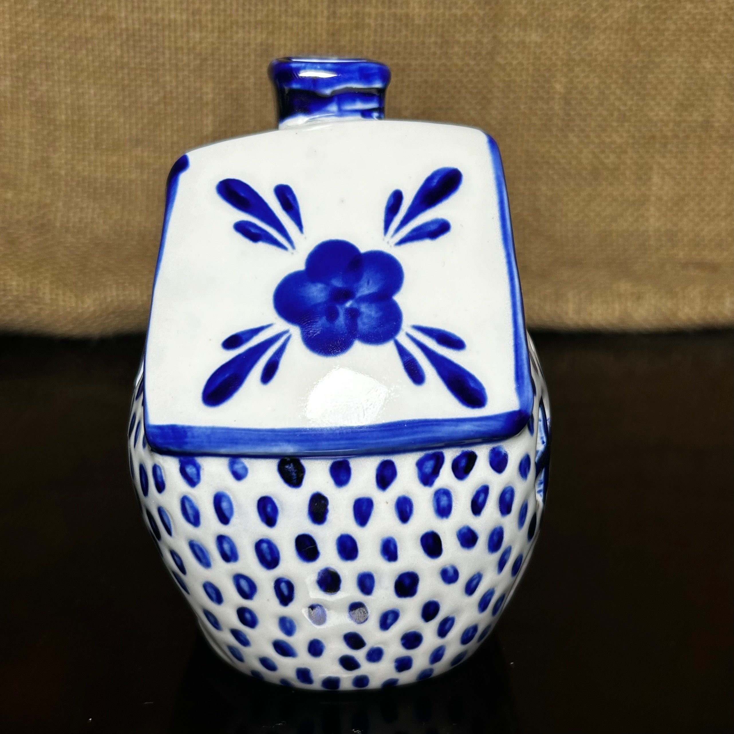 Handmade Ceramic Candle Holder with hand-painted glaze in antique style, gift or home decoration