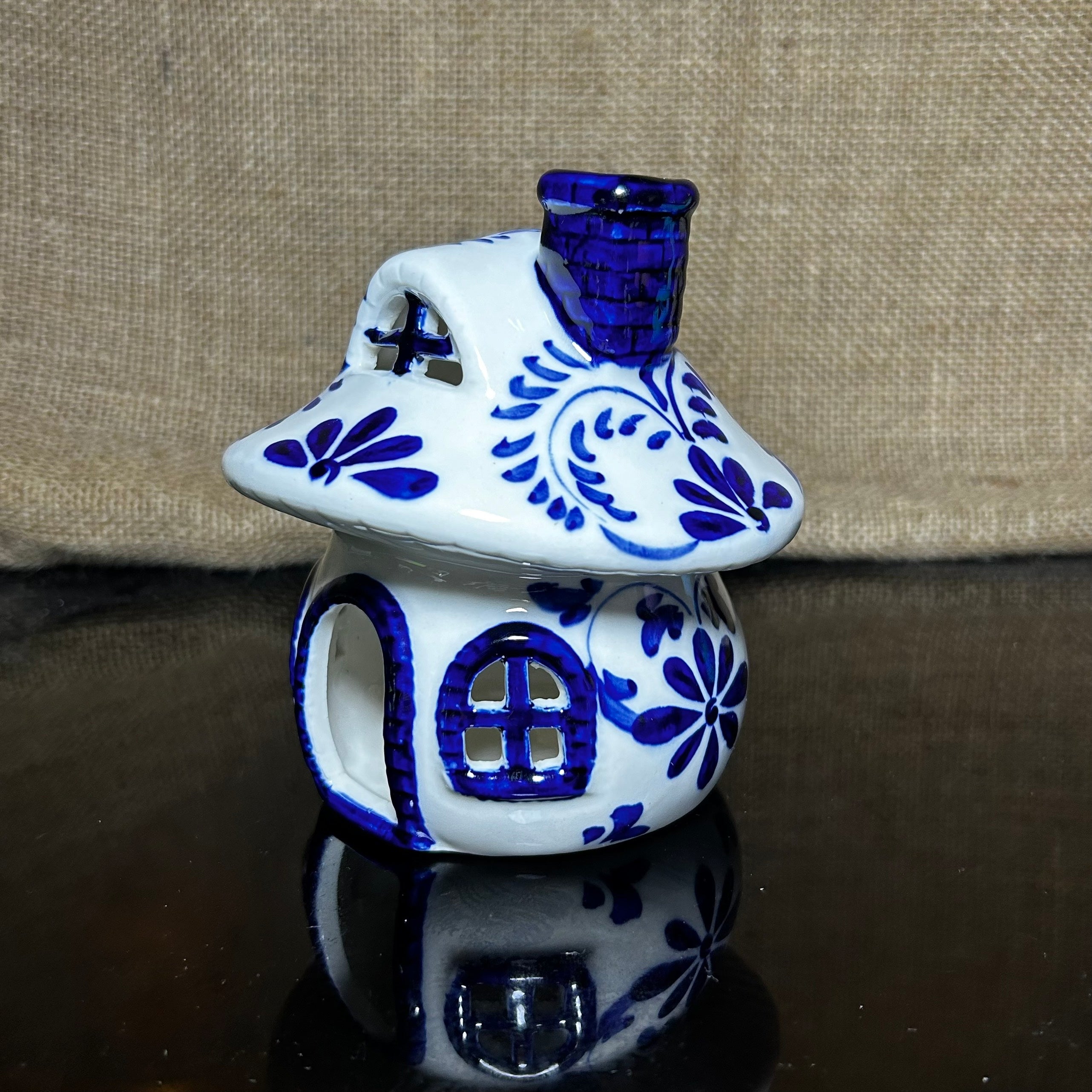 Handmade Ceramic Candle Holder with hand-painted glaze in antique style, gift or home decoration
