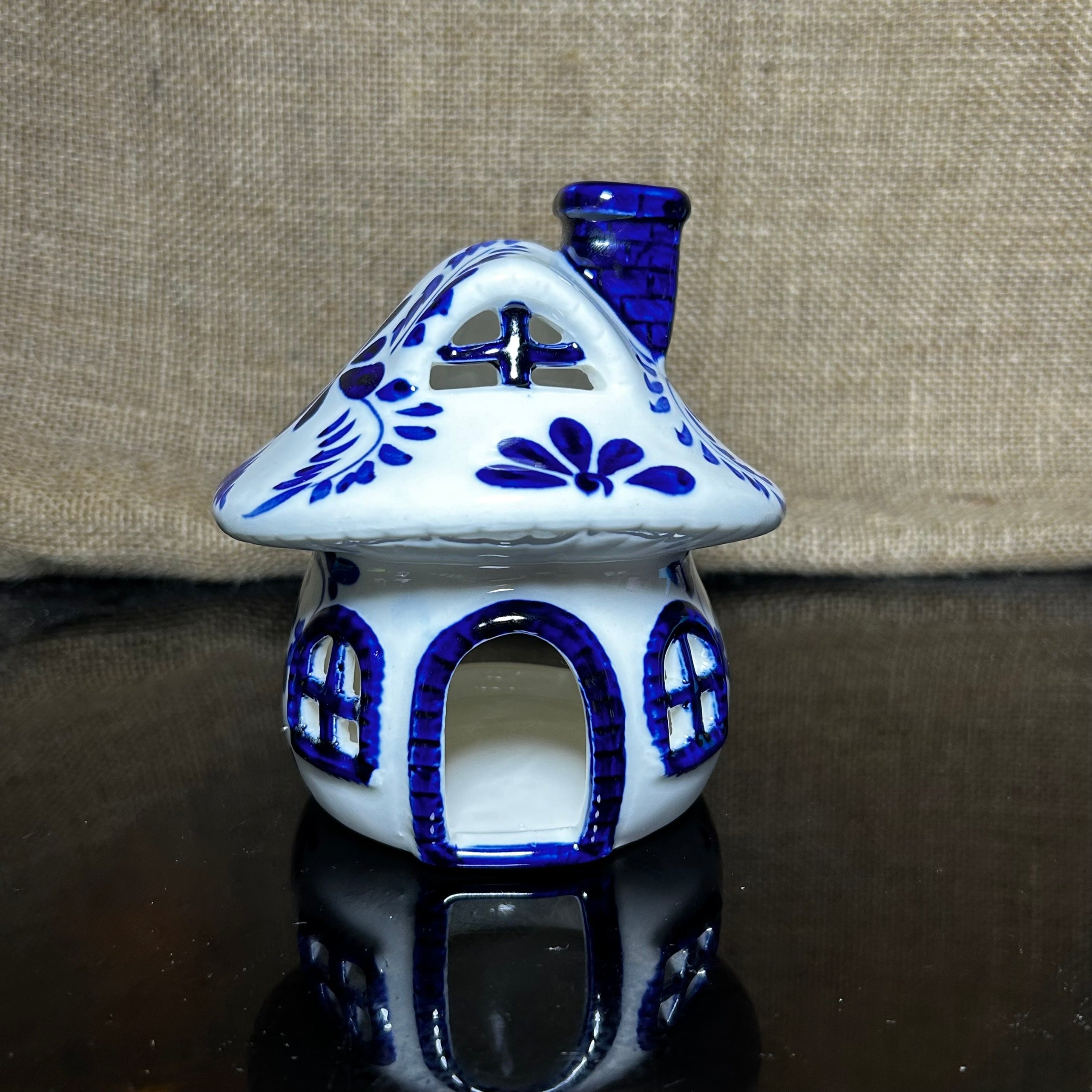 Handmade Ceramic Candle Holder with hand-painted glaze in antique style, gift or home decoration